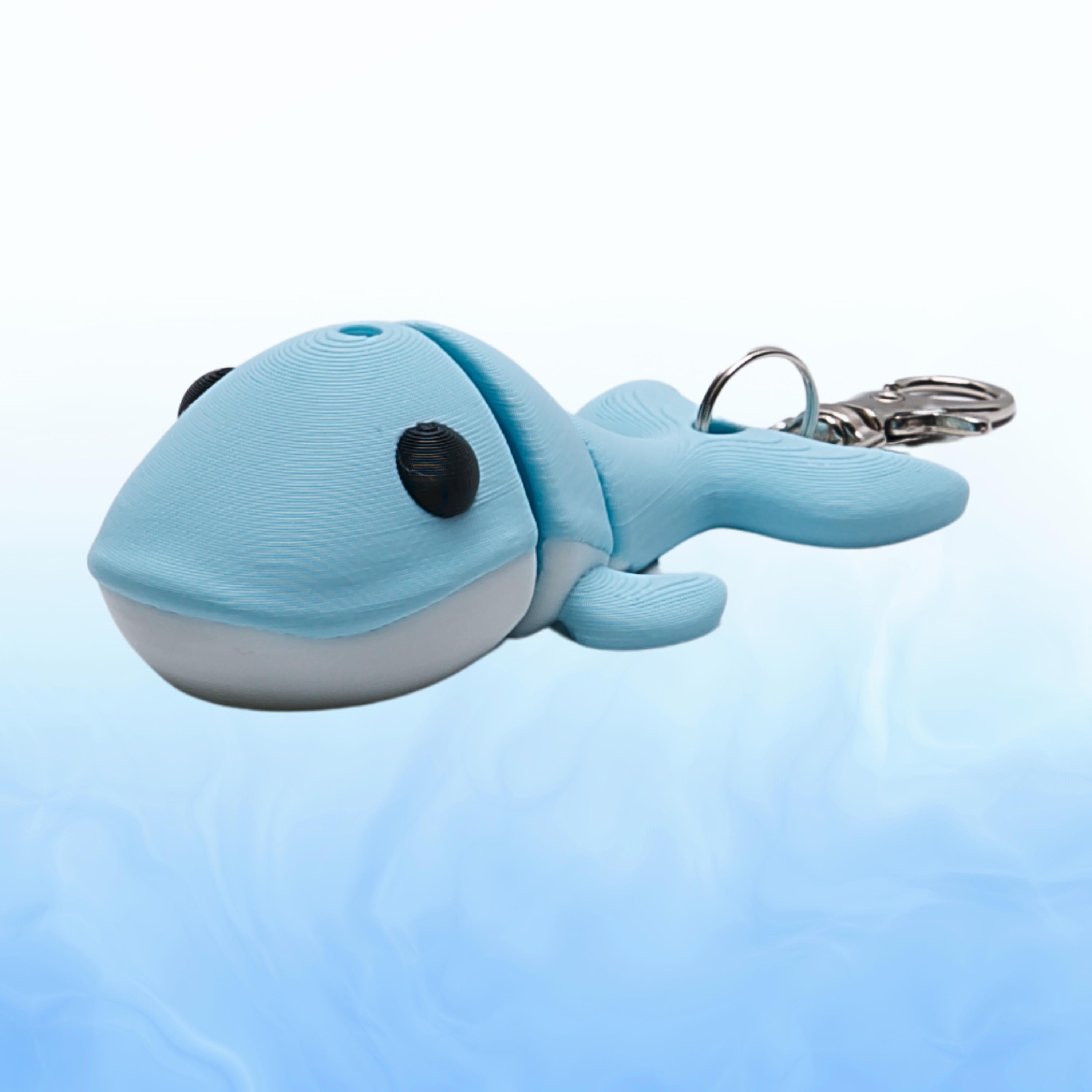 Blue Whale Fidget Flexi Toy Gift for Kids Stress Relief 3D Articulated Whale Keychain Clip for Backpack Belt Camp Fun for Friend Gift Party