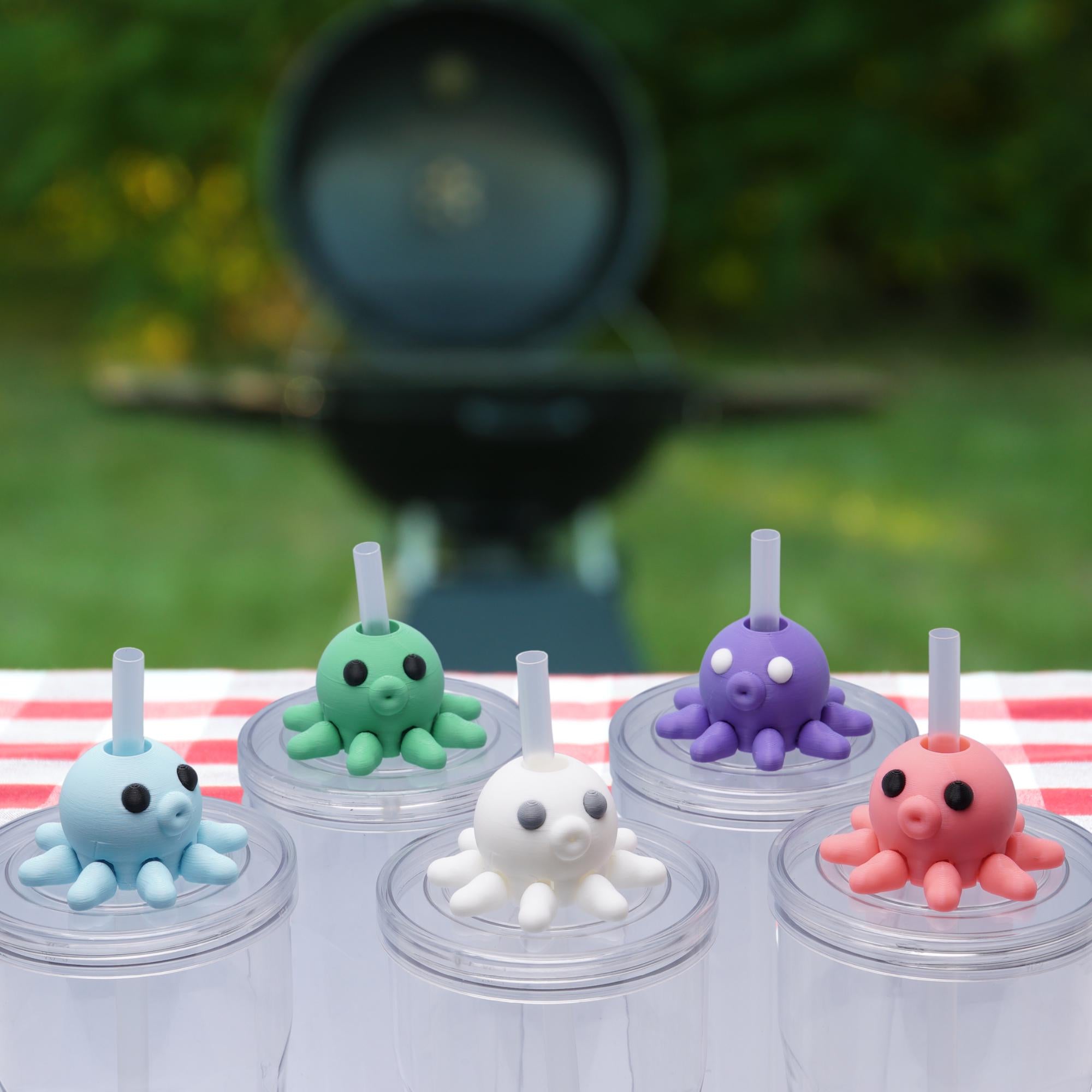 Straw Topper Octopus Articulated Legs 3D Printed for Tumblers Insulated Cups and Party Cup Straw Topper Birthday Gift for Her Back to School