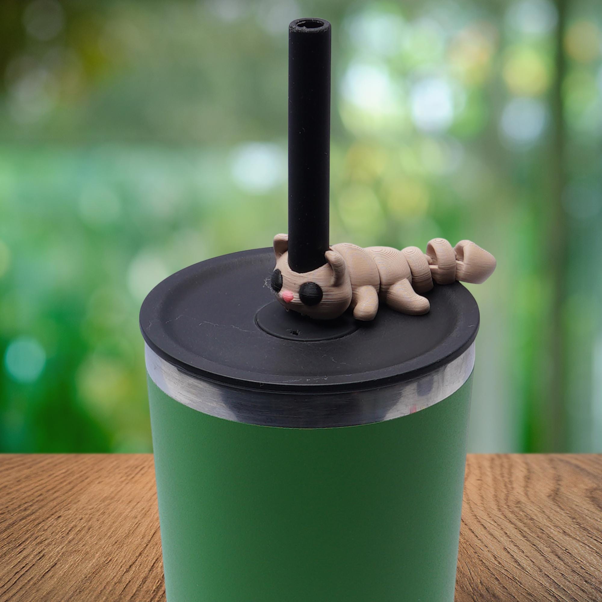 Mini Animal Flexi Straw Topper 5-pk 3D Printed Party Cup Charm Kids Teens Summer and Back to School Straw Topper for Popular Tumbler Gift