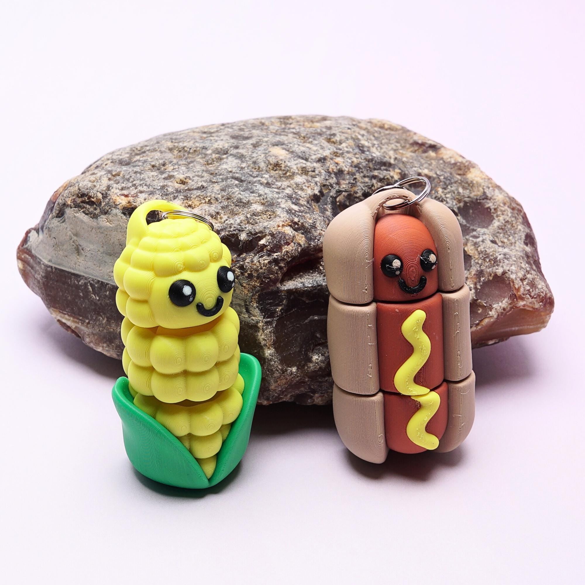 Hotdog Keychain Articulated 3D Hotdog Fidget Stress Free Play Clip On Funny Backpack Luggage Bag Charm for Kids and Adult Chicago Souvenir