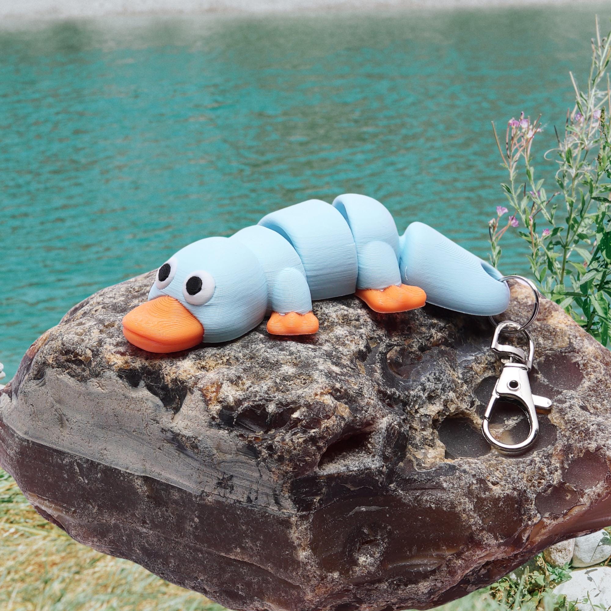 Platypus Articulated Flexi Fidget Toy for Stress Free Play Everywhere with Clip for Backpack Lunchbox Camp Bag Companion Take Along Toy