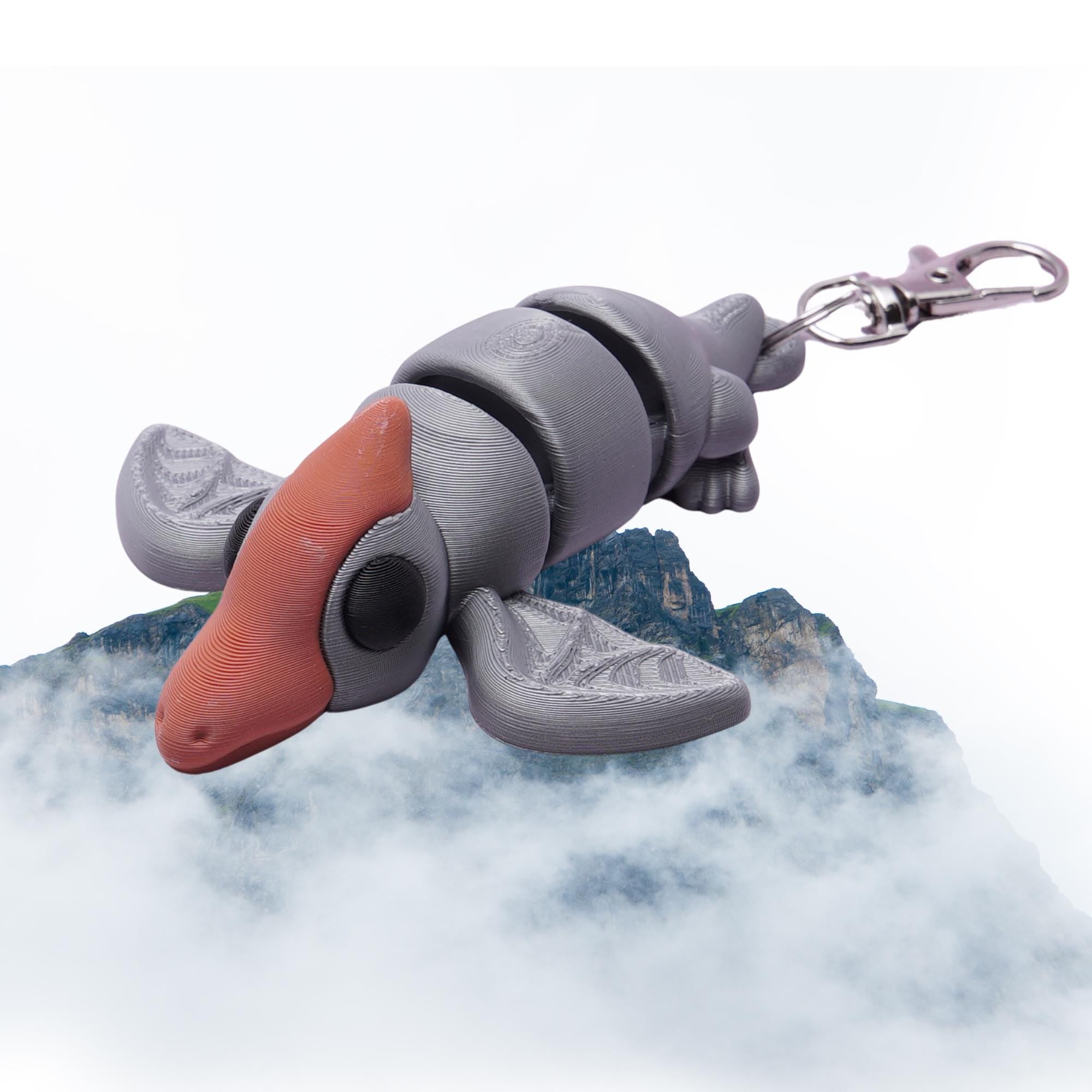 Tetradactyl Pocket Pal Flexi Fidget Keychain Articulated 3D Tetradactyl Clip On Backpack Lunchbox Camp Bag Stress Relief Companion Busy Hand