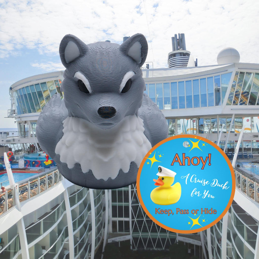 Wolf Cruising Duck for Hiding and Collecting on Alaska Cruise Gift for Her Nature Lover Gray Wolf Bookshelf Decor 3D Printed Duck Souvenir