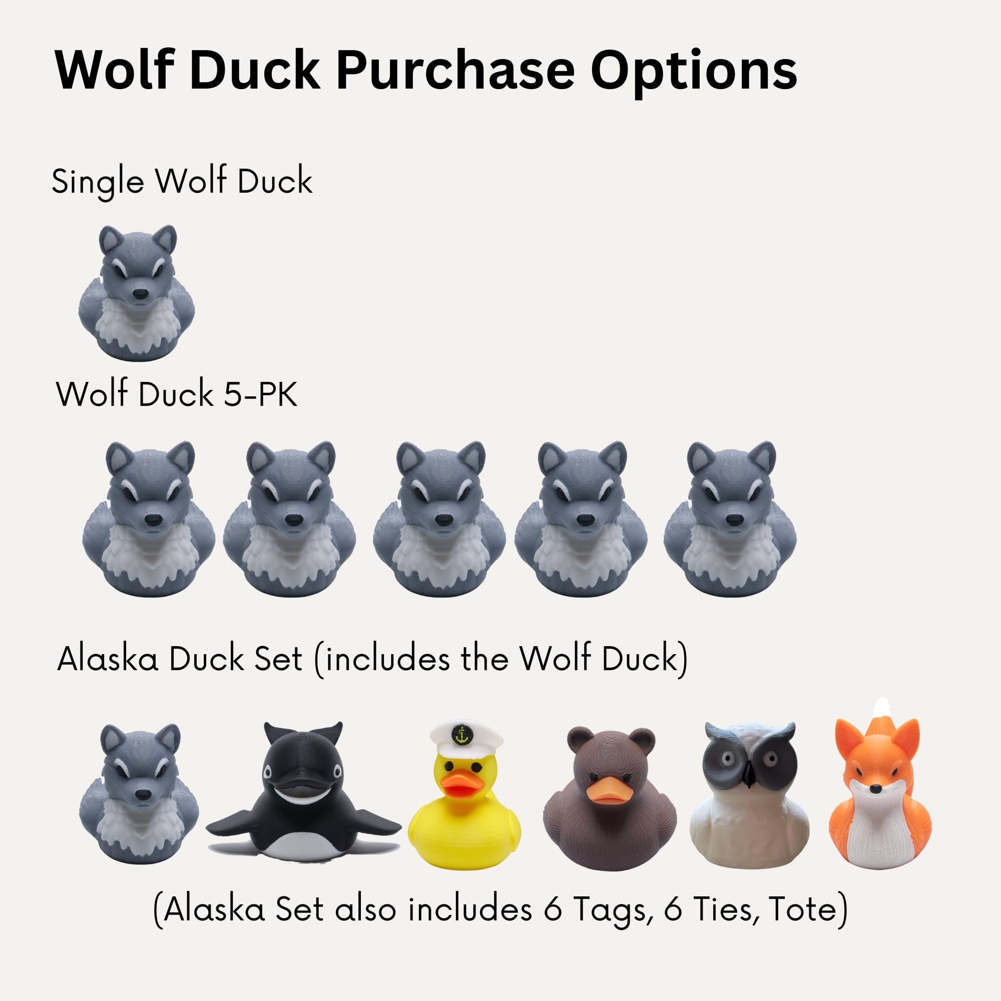 Wolf Cruising Duck for Hiding and Collecting on Alaska Cruise Gift for Her Nature Lover Gray Wolf Bookshelf Decor 3D Printed Duck Souvenir