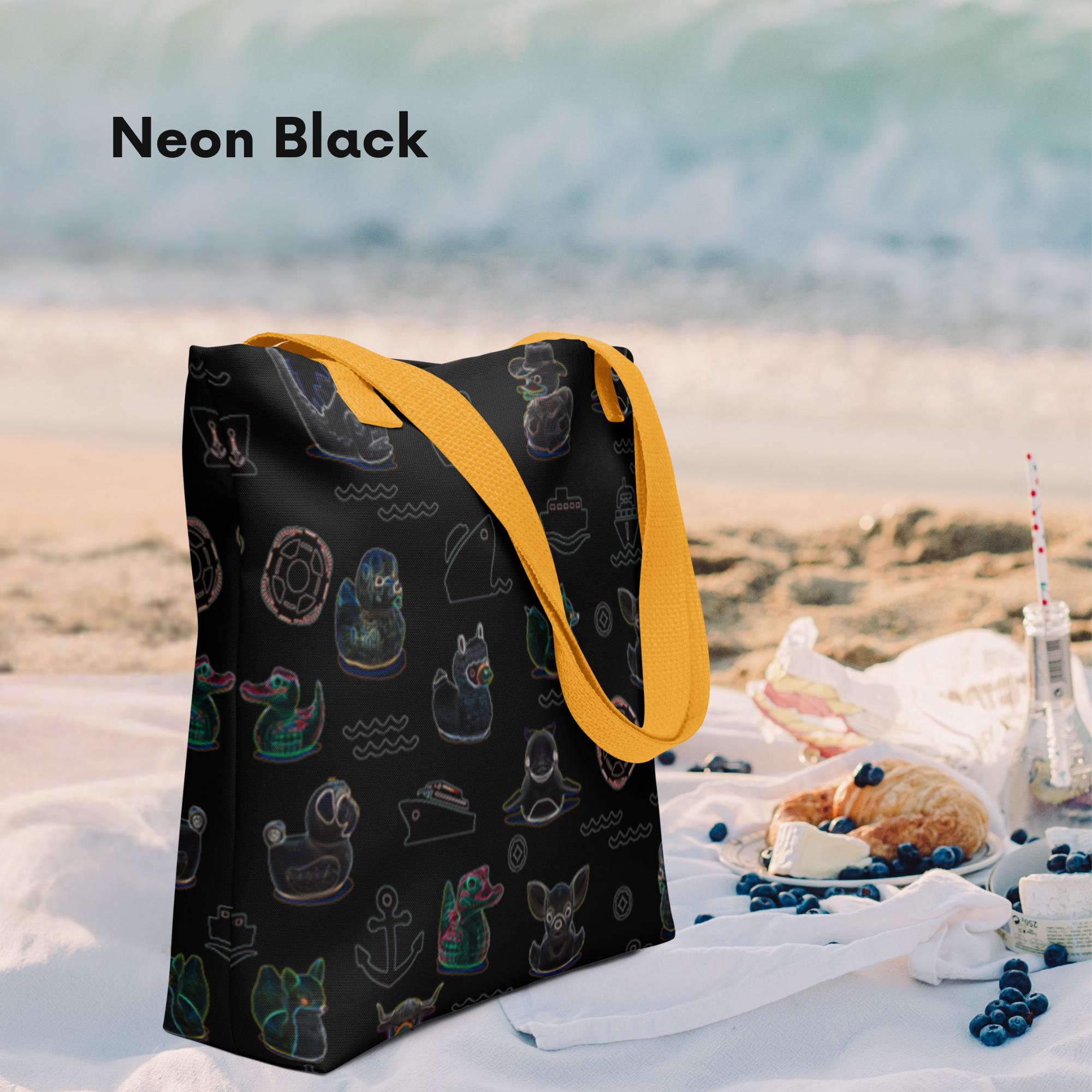 Ducking Tote Bag for Cruise Duck Hide and Seek Stylish Artsy Tote with All Over Duck Pattern Colorful Cruising Tote for Pool and Port Carry