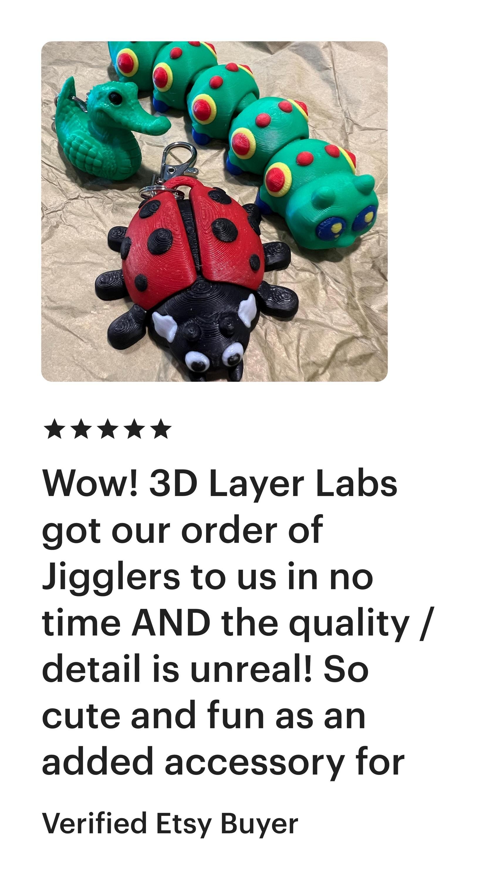 Ladybug Good Luck Charm Fidget 3D Articulated Keychain Clip On Backpack Fun Garden Accessory or Tea Party Decoration Hostess Gift Ladybug