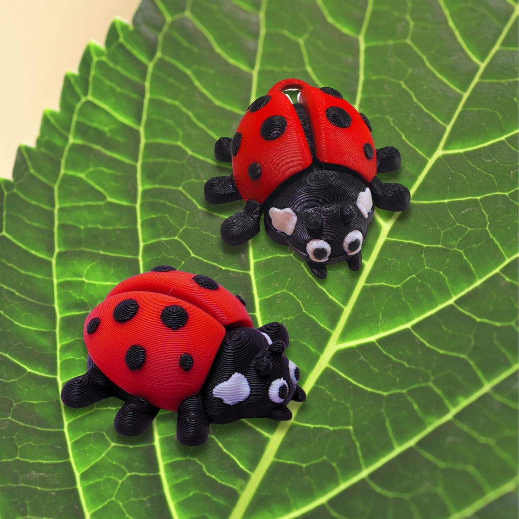 Ladybug Good Luck Charm Fidget 3D Articulated Keychain Clip On Backpack Fun Garden Accessory or Tea Party Decoration Hostess Gift Ladybug