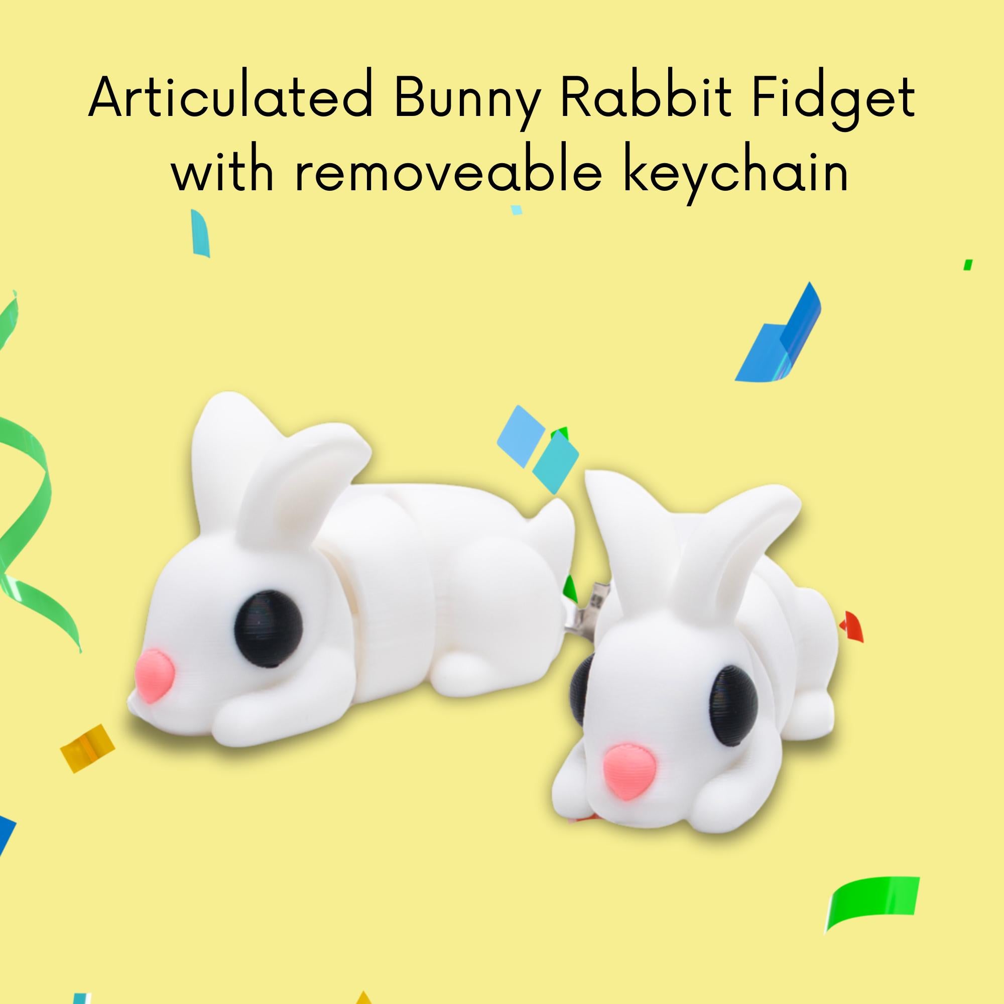 Bunny Rabbit Fidget Flexi Toy 3D Articulated Clip On Backpack Fun Gift for Kids Back to School Teacher Reward Favors Fun Zipper Pull Fidget