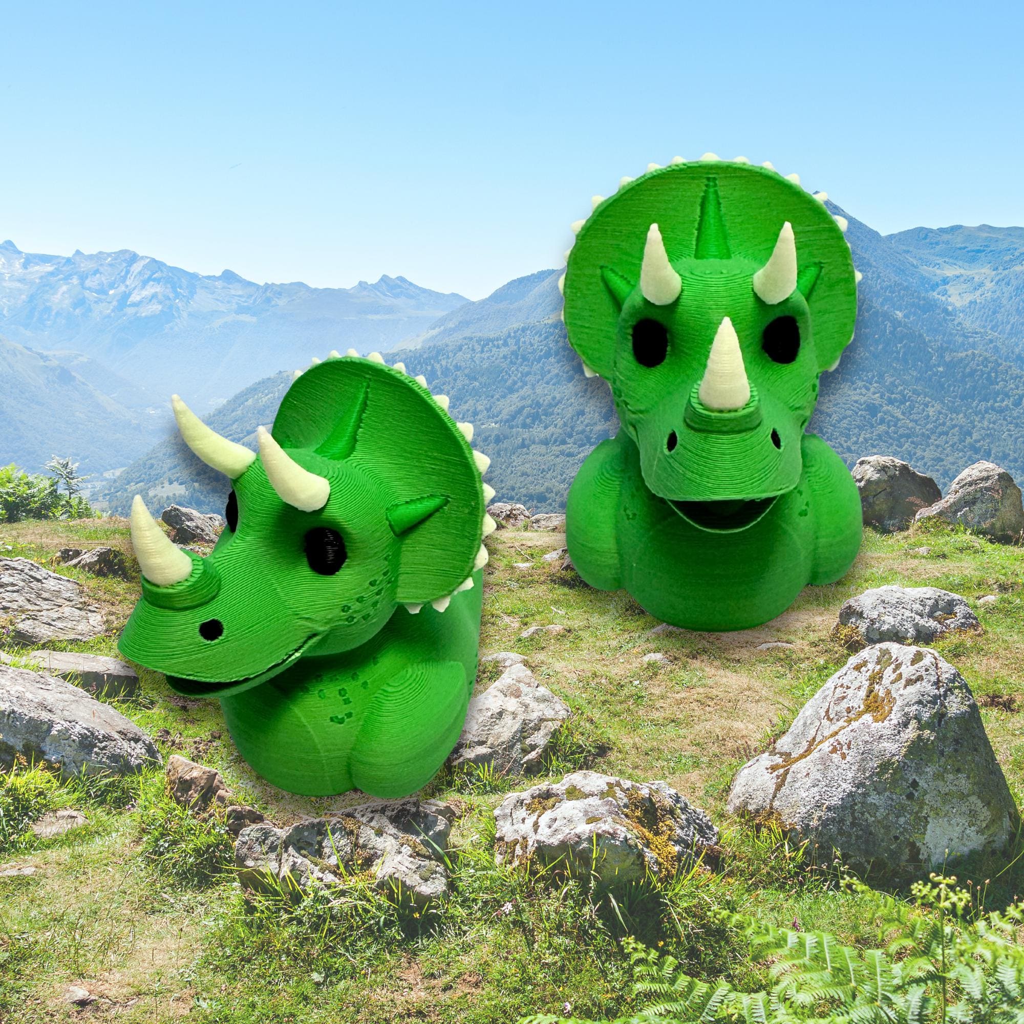 Triceratops Cruise Duck Gift Dinosaur Hide and Seek Duck with Sensory Horns Green Dino Ship Duck Collectible Stress Relief Cruise Keepsake