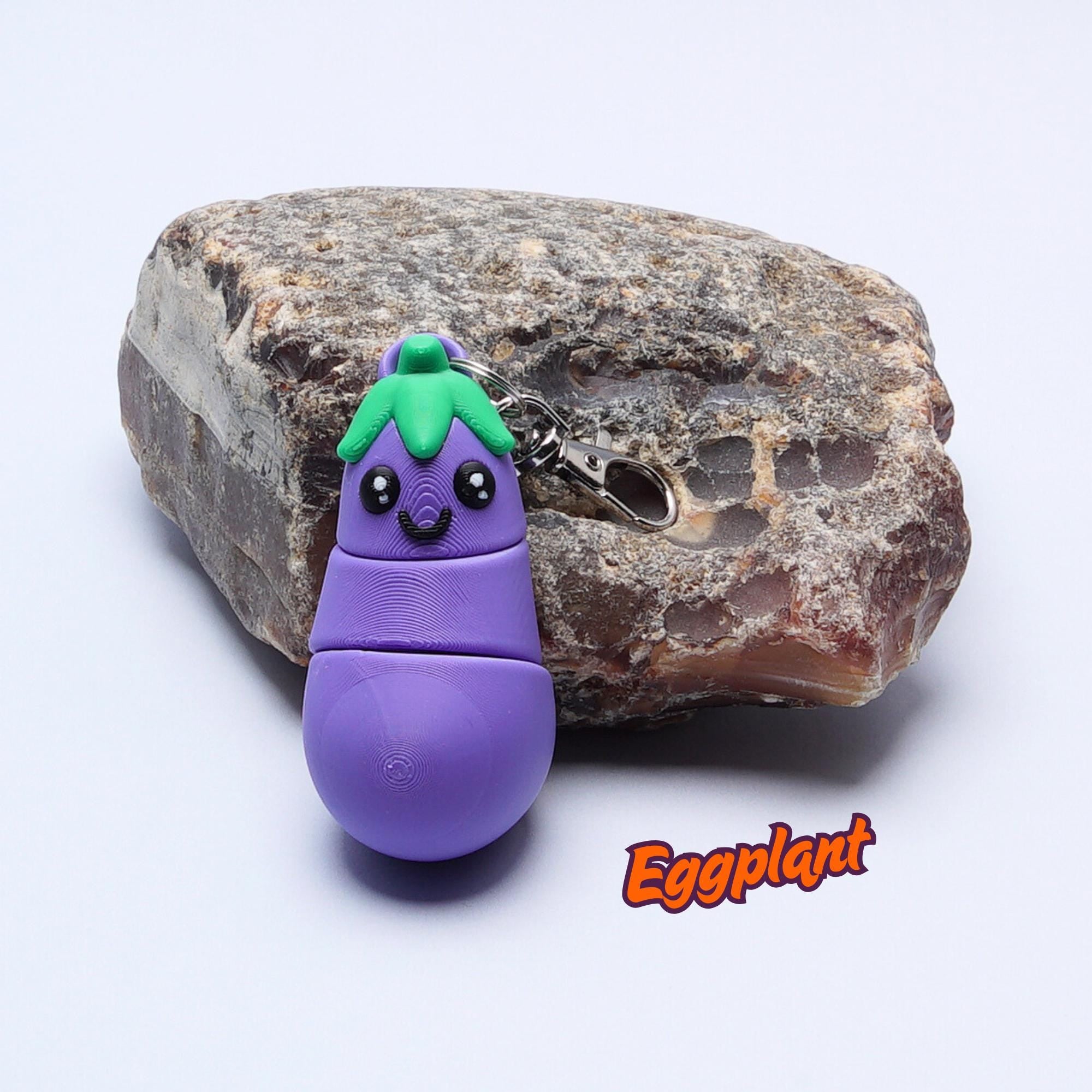 Veggie Fidget Flexi 3D Articulating Veggie 5-pk Corn Cob Eggplant PeaPod Carrot Red Pepper Backpack Clip On Charm Funny Gift for Chef Food