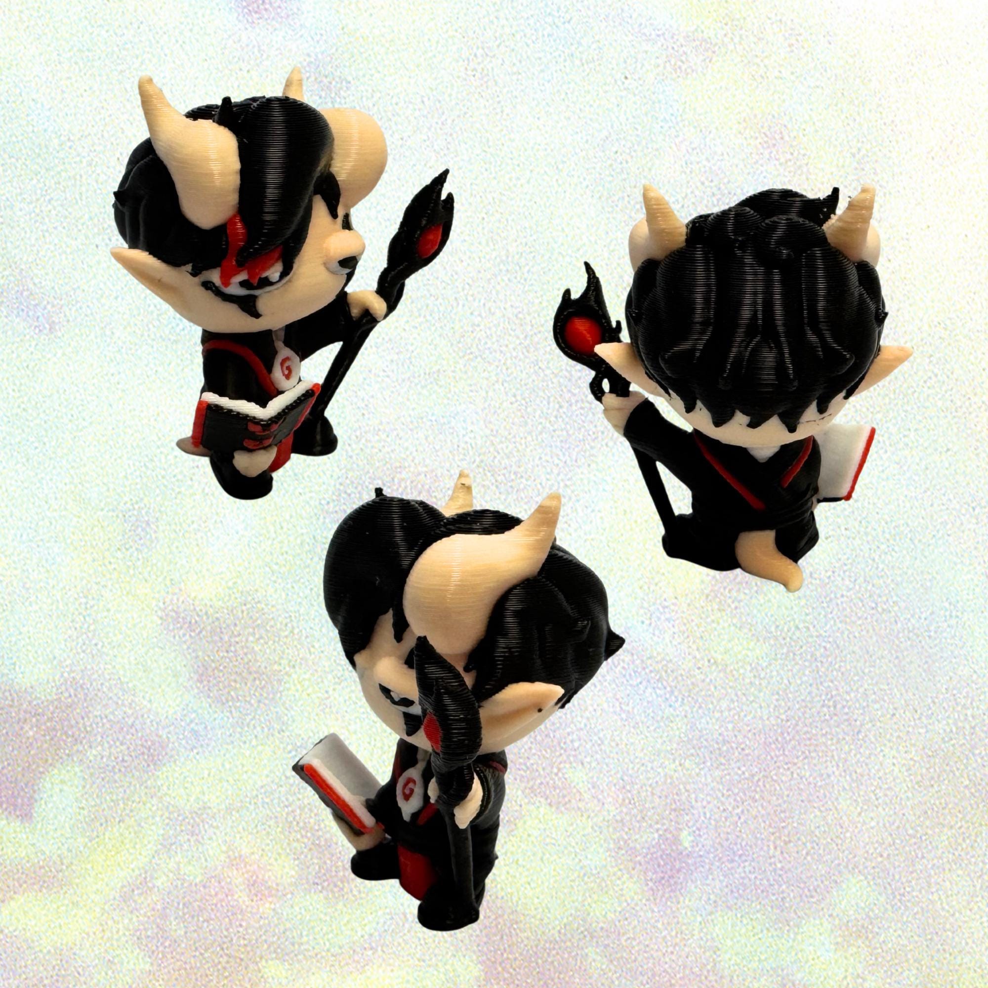 DnD Tiefling Warlock Miniature for TTRPG Character adds Charisma and Spellcasting to Role Play Game Mini with Tome and Dark Staff Gift Idea