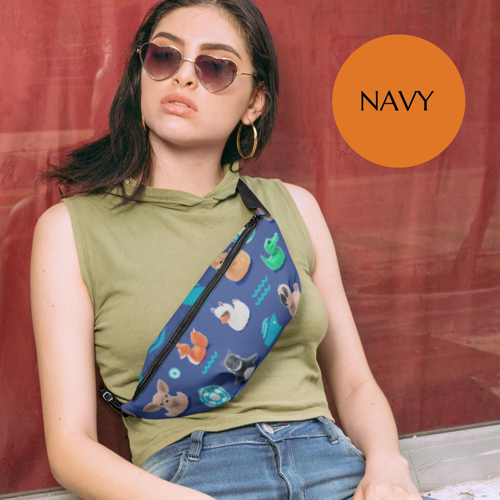 Fanny Pack Waist Bag Colorful Cruise Duck Pattern for Travel Festival Theme Park Bag with Adjustable Strap for Waist or Shoulder Sling Bag