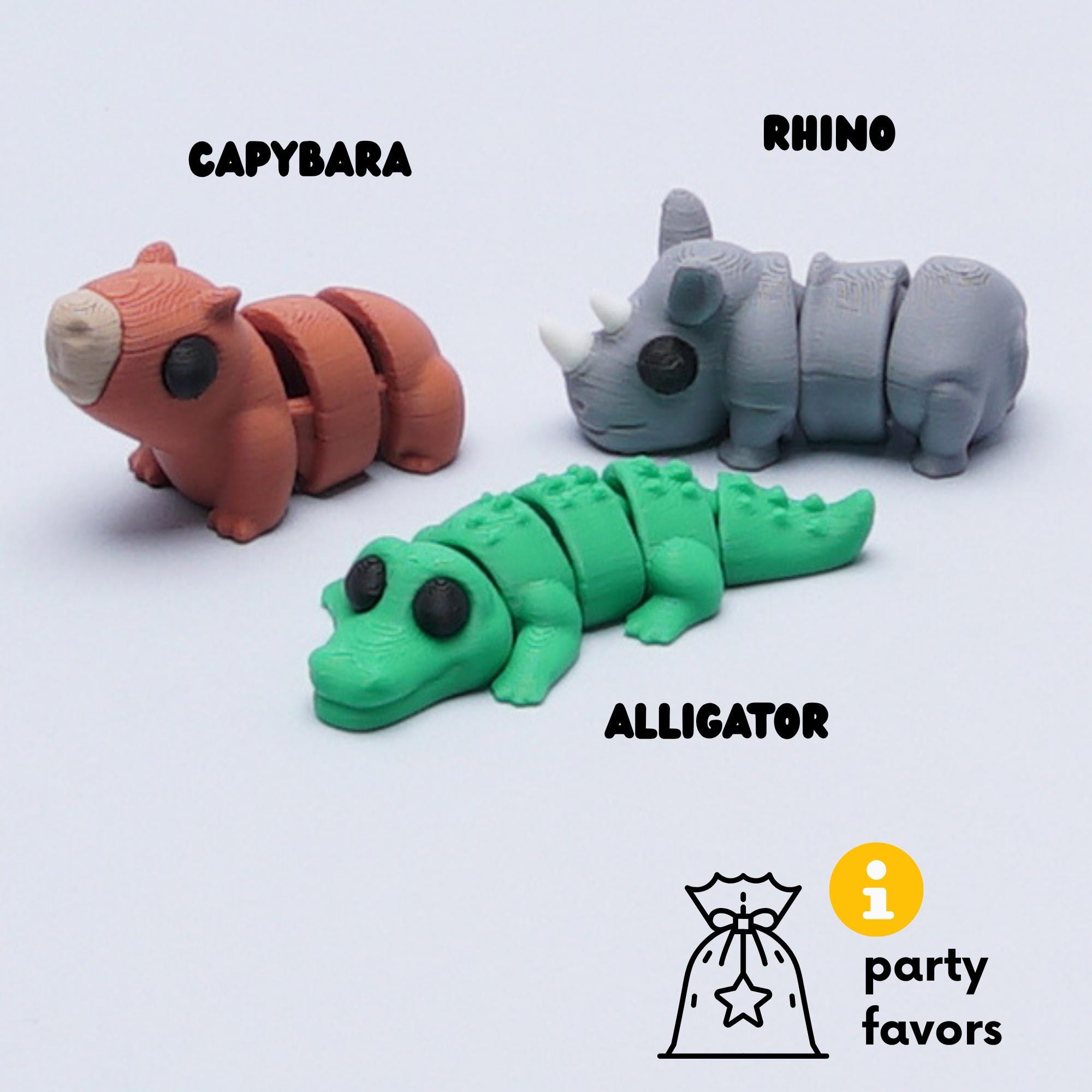 Mini Animal Fidget Toy Set 15 Pocket Pal Baby Animals in 3D Printed Crate Cute Party Favor, Desk Toy, Stress Relief Gift Idea for Kids Teens