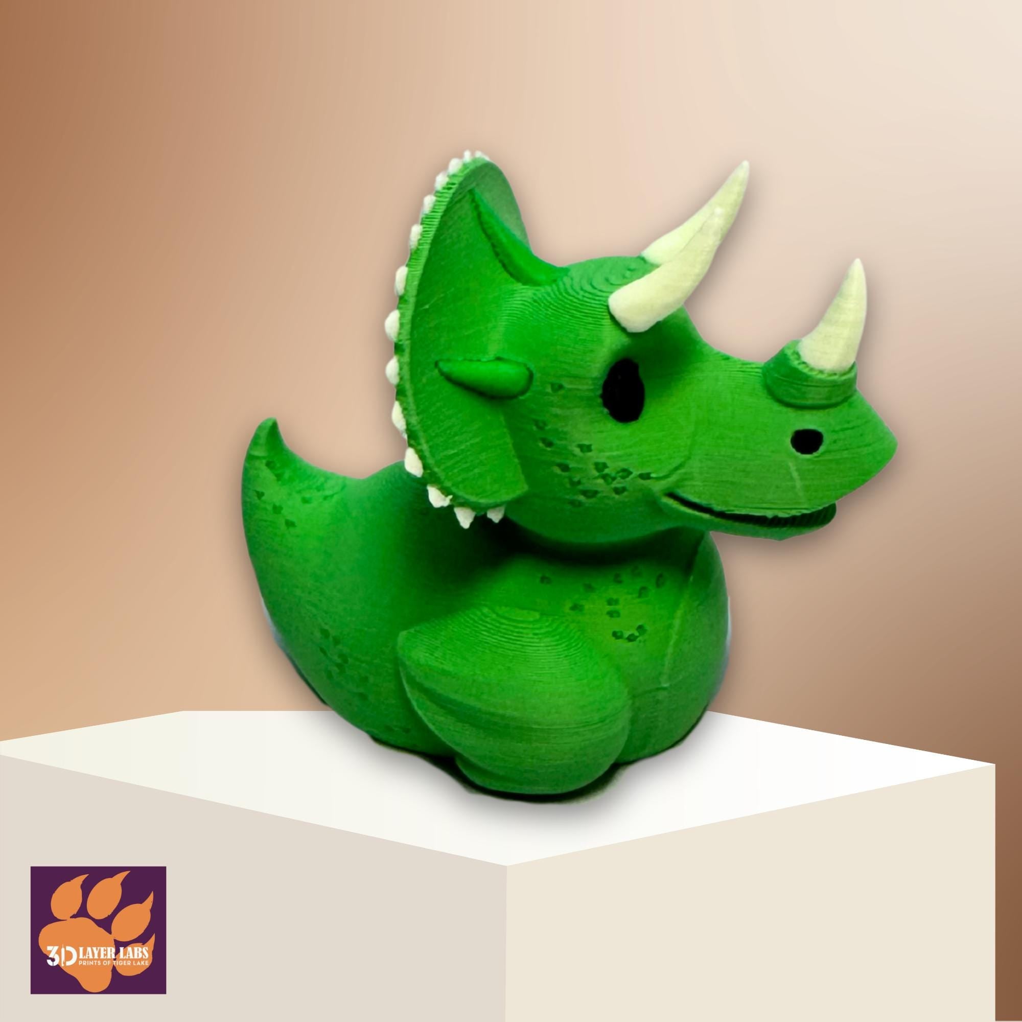 Triceratops Cruise Duck Gift Dinosaur Hide and Seek Duck with Sensory Horns Green Dino Ship Duck Collectible Stress Relief Cruise Keepsake