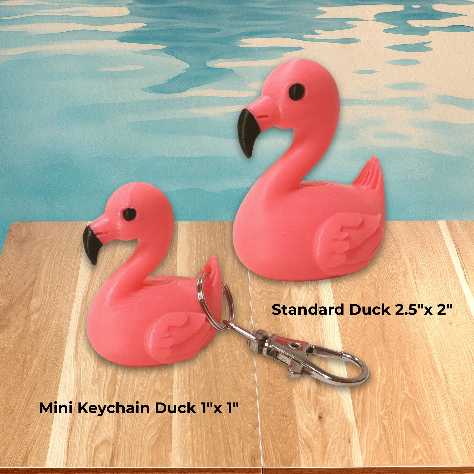 Flamingo Duck Mini Keychain Gift for Jeep Wrangler Lover and Cruise Duck Fan Cute Bag Charm for Her Makeup Handbag Jacket Zipper or Gym Key
