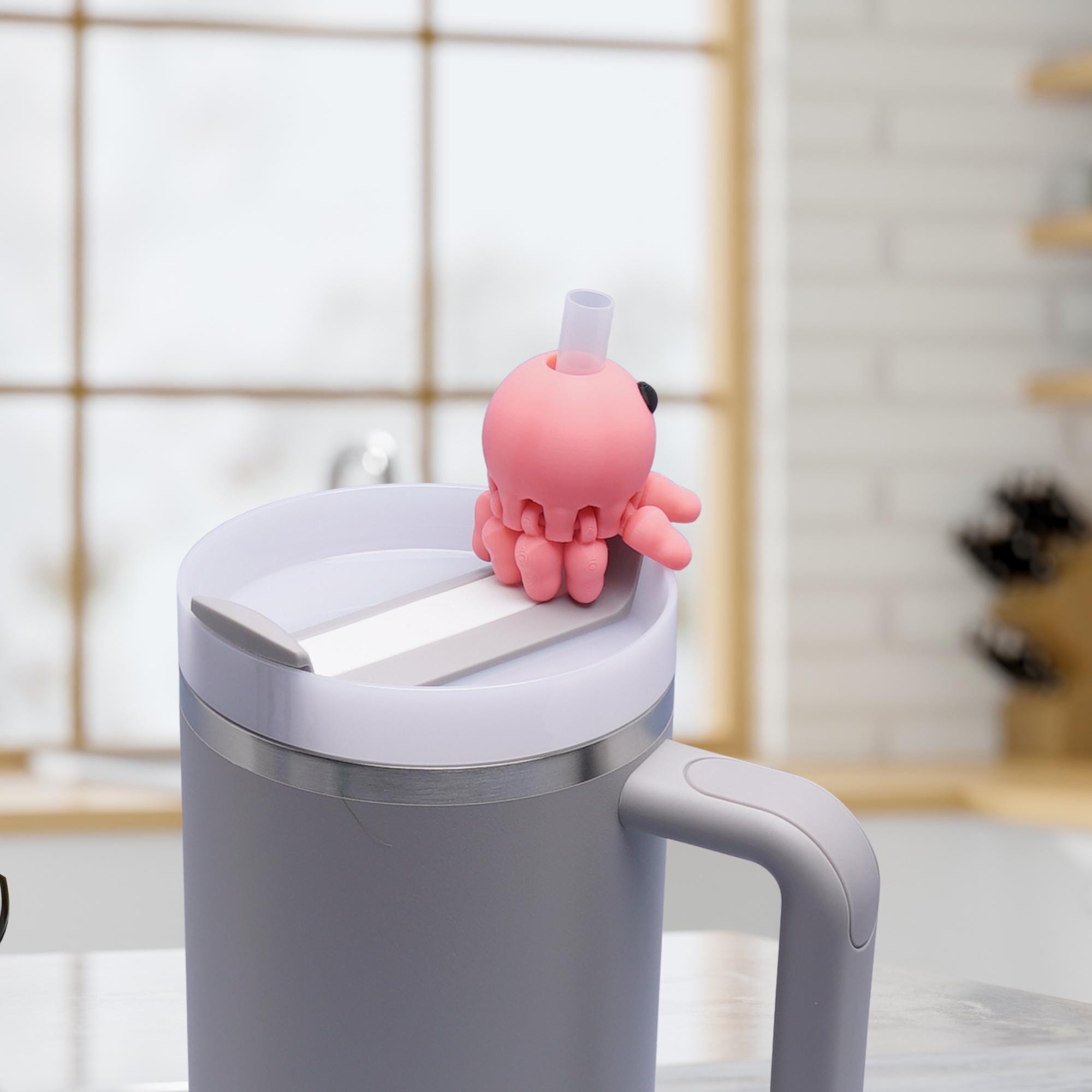 Straw Topper Octopus Articulated Legs 3D Printed for Tumblers Insulated Cups and Party Cup Straw Topper Birthday Gift for Her Back to School