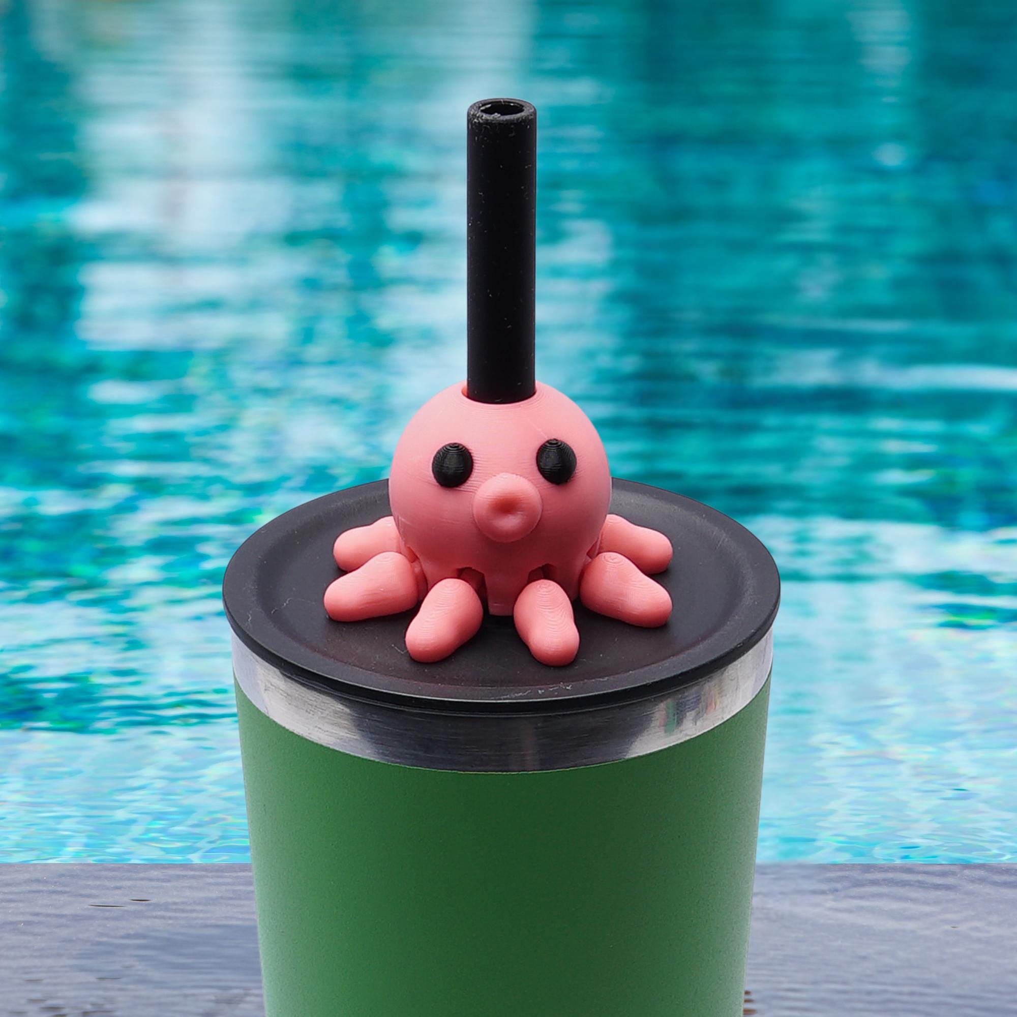 Straw Topper Octopus Articulated Legs 3D Printed for Tumblers Insulated Cups and Party Cup Straw Topper Birthday Gift for Her Back to School