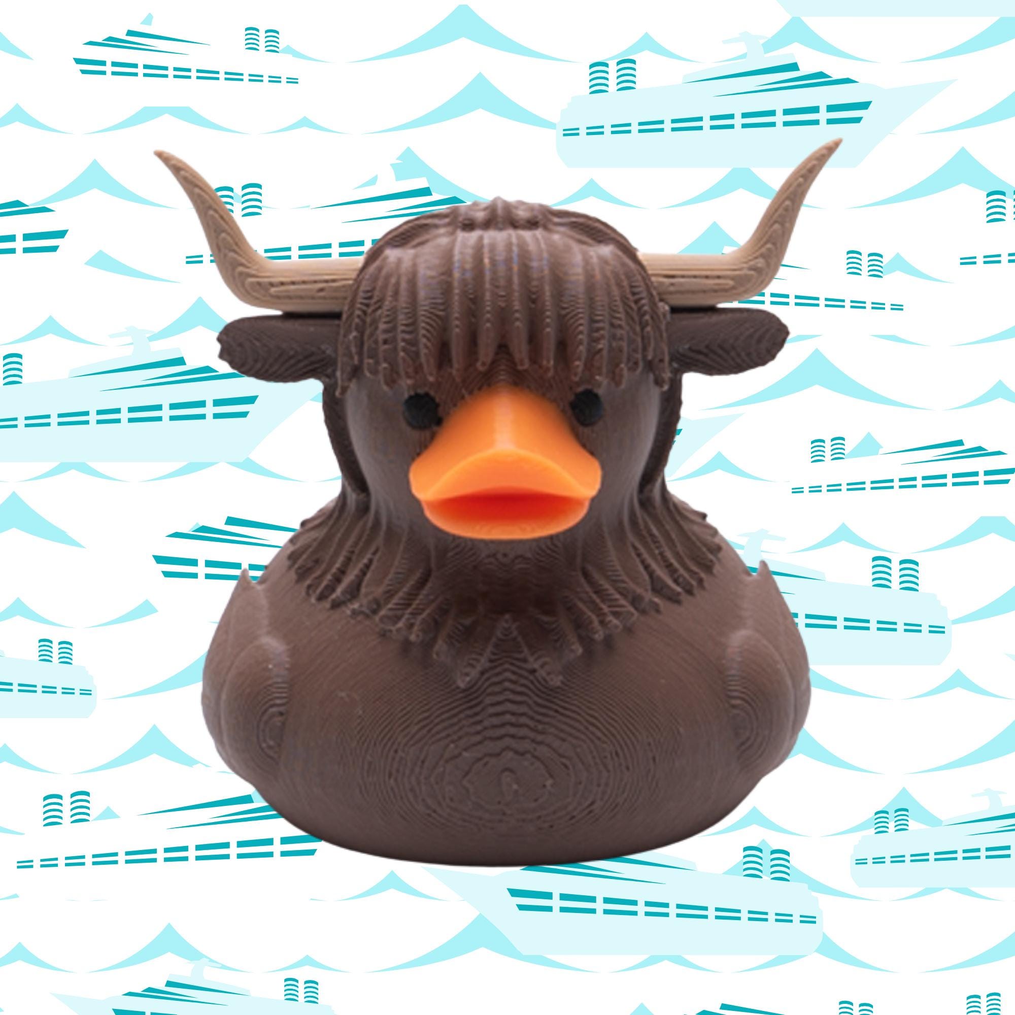 Highland Cow Cruise Duck Cute Collectible Hide and Seek Duck for Ship Adventures Rustic Farm Animal Duck Favor Souvenir Travel Gift for Her