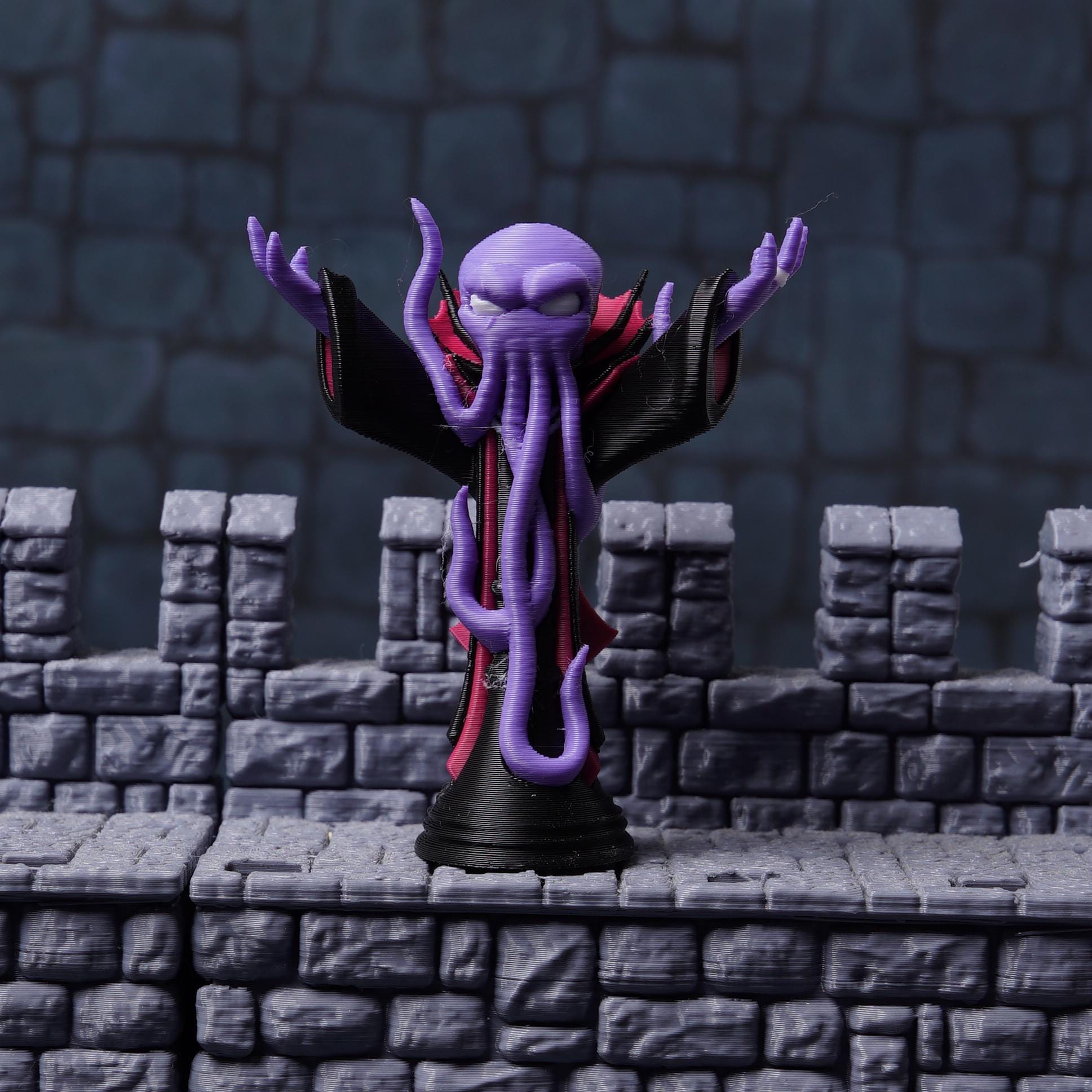 DnD Mind Flayer Miniature for Tabletop Game Play Purple Tentacle Wizard Figure for Use or Gift for Him DnD Unique 3D Printed Character Mini
