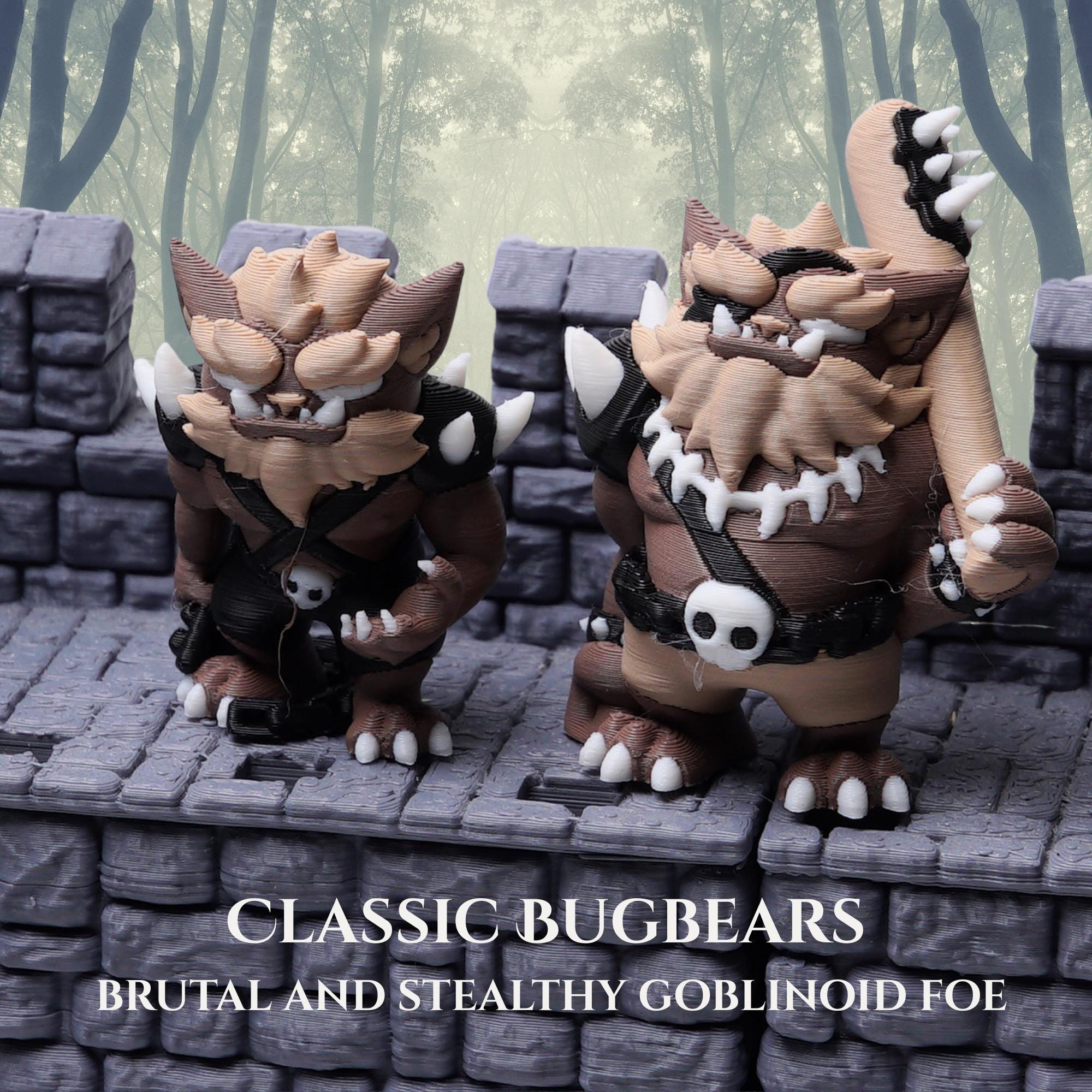 Bugbear Miniature DnD RPG Monster 2-PK Tabletop Mini Monster Figures for Fantasy Battles Unique Character Mini BugBear Gift for DnD Players