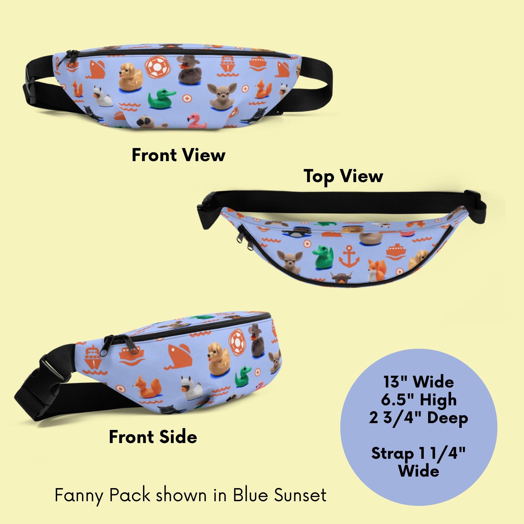 Fanny Pack Waist Bag Colorful Cruise Duck Pattern for Travel Festival Theme Park Bag with Adjustable Strap for Waist or Shoulder Sling Bag