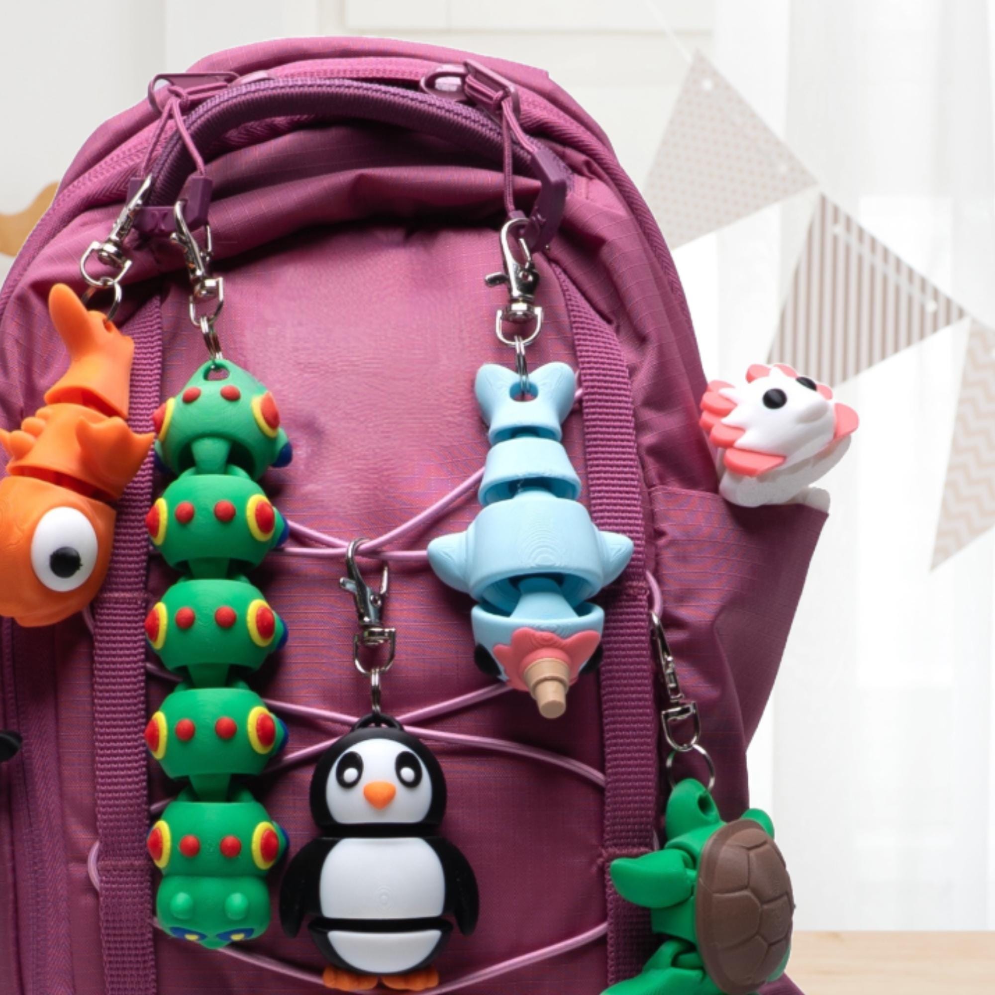 Narwhal Fidget Pocket Animal Play Toy Gift for Kids Narwhal Whimsical Ice Cream Cone Articulated 3D Backpack Charm Favor Girls Birthday Idea