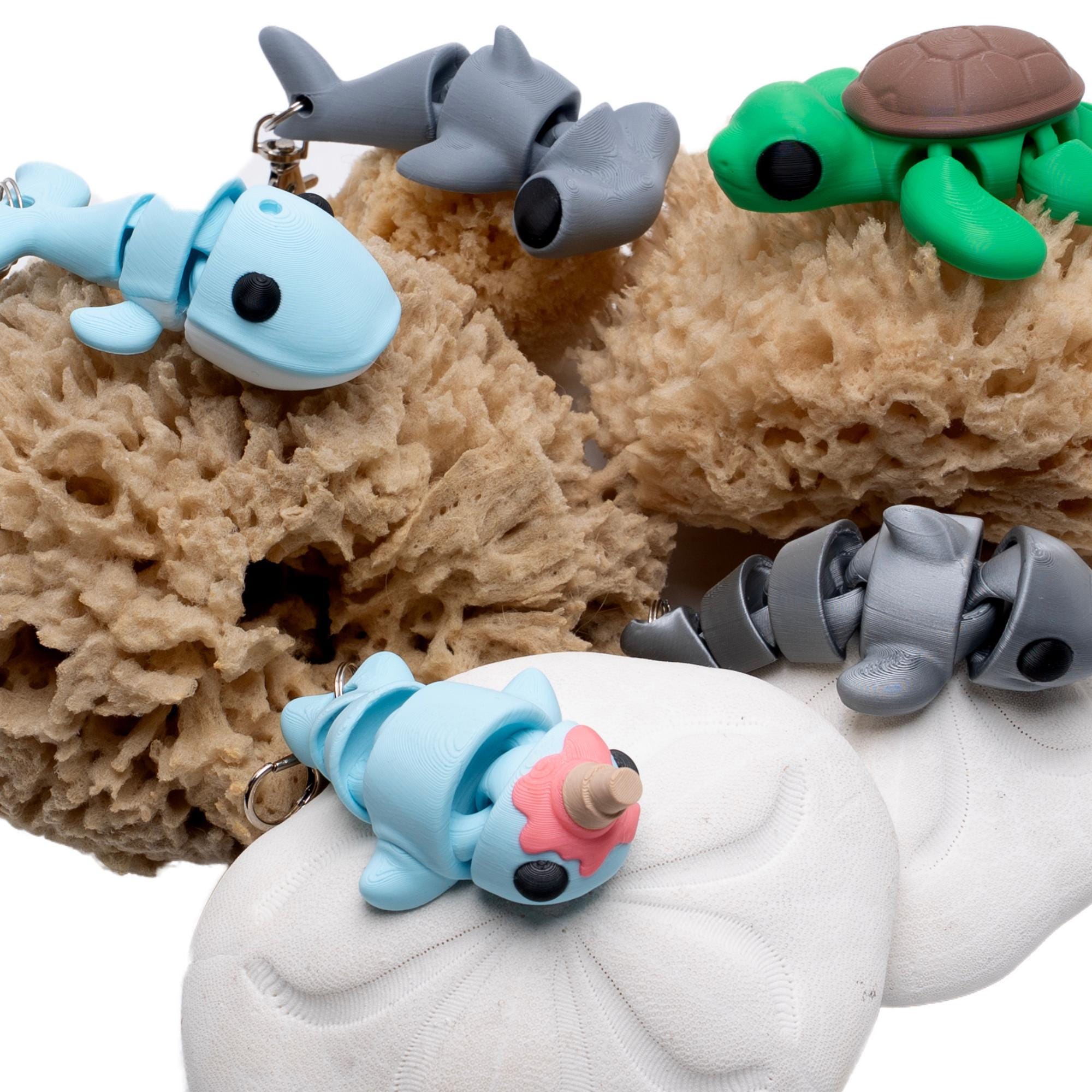 Narwhal Fidget Pocket Animal Play Toy Gift for Kids Narwhal Whimsical Ice Cream Cone Articulated 3D Backpack Charm Favor Girls Birthday Idea