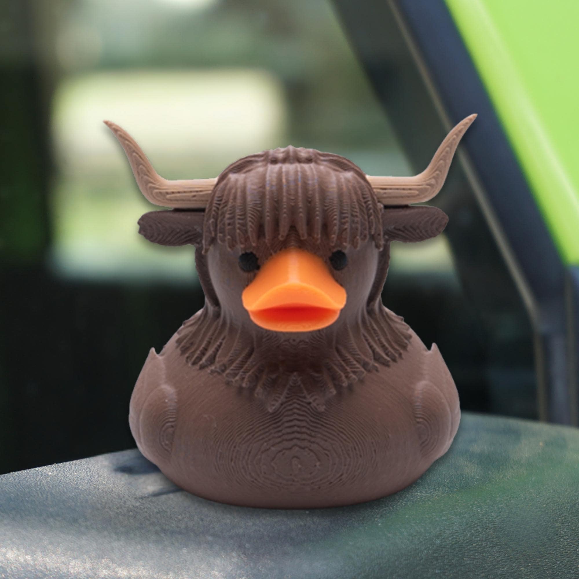 Highland Cow Duck Gift for 4x4 Ducking Fans Rustic Dashboard Duck with Horns & Bangs Country Western Cake Topper Cute Party Favor Keepsake