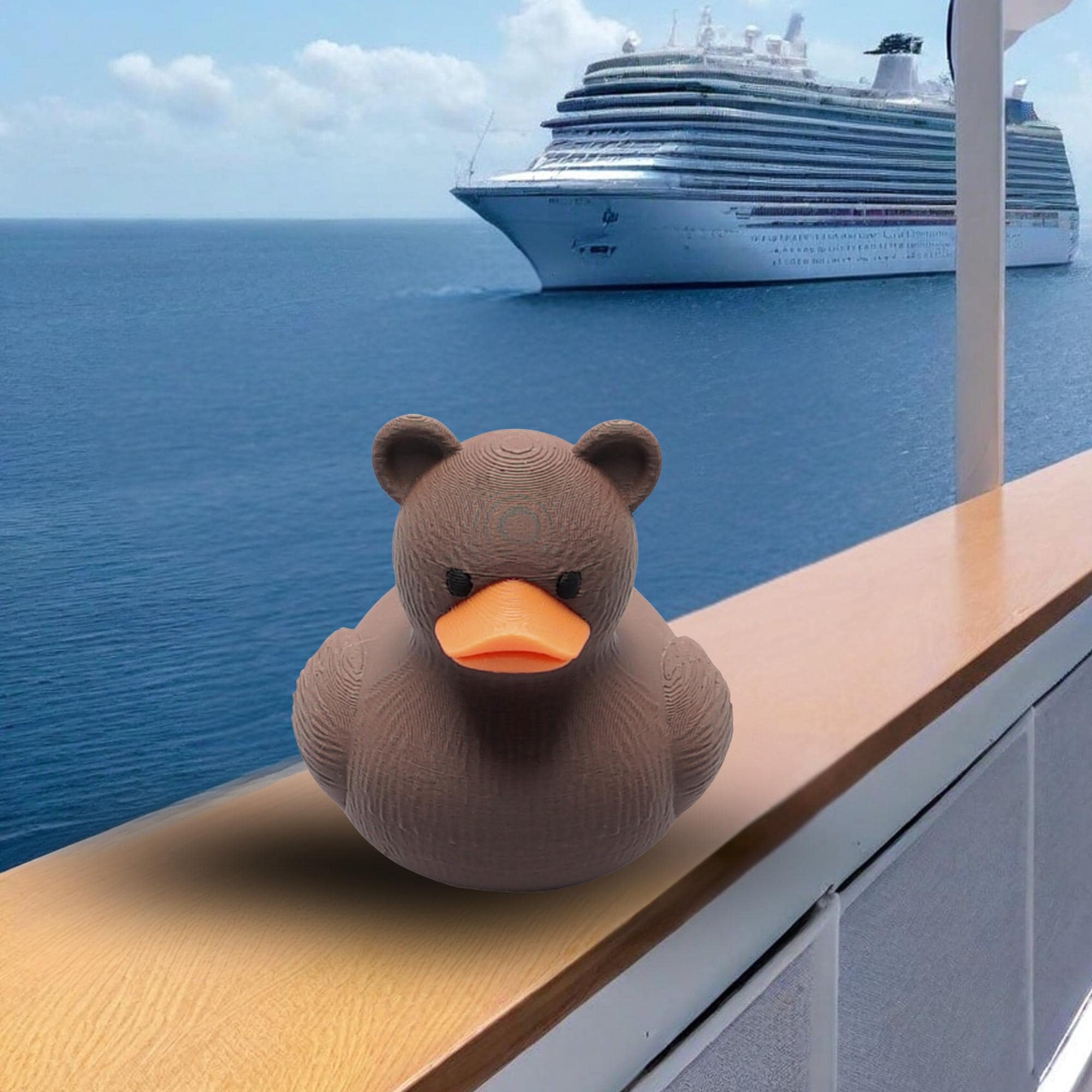 Bear Duck Cruise Gift Duck for Hide and Seek Ducking Fun Brown Bear Woodland Alaska Party Favor Cake Topper  Cruise Travel Keepsake Duck