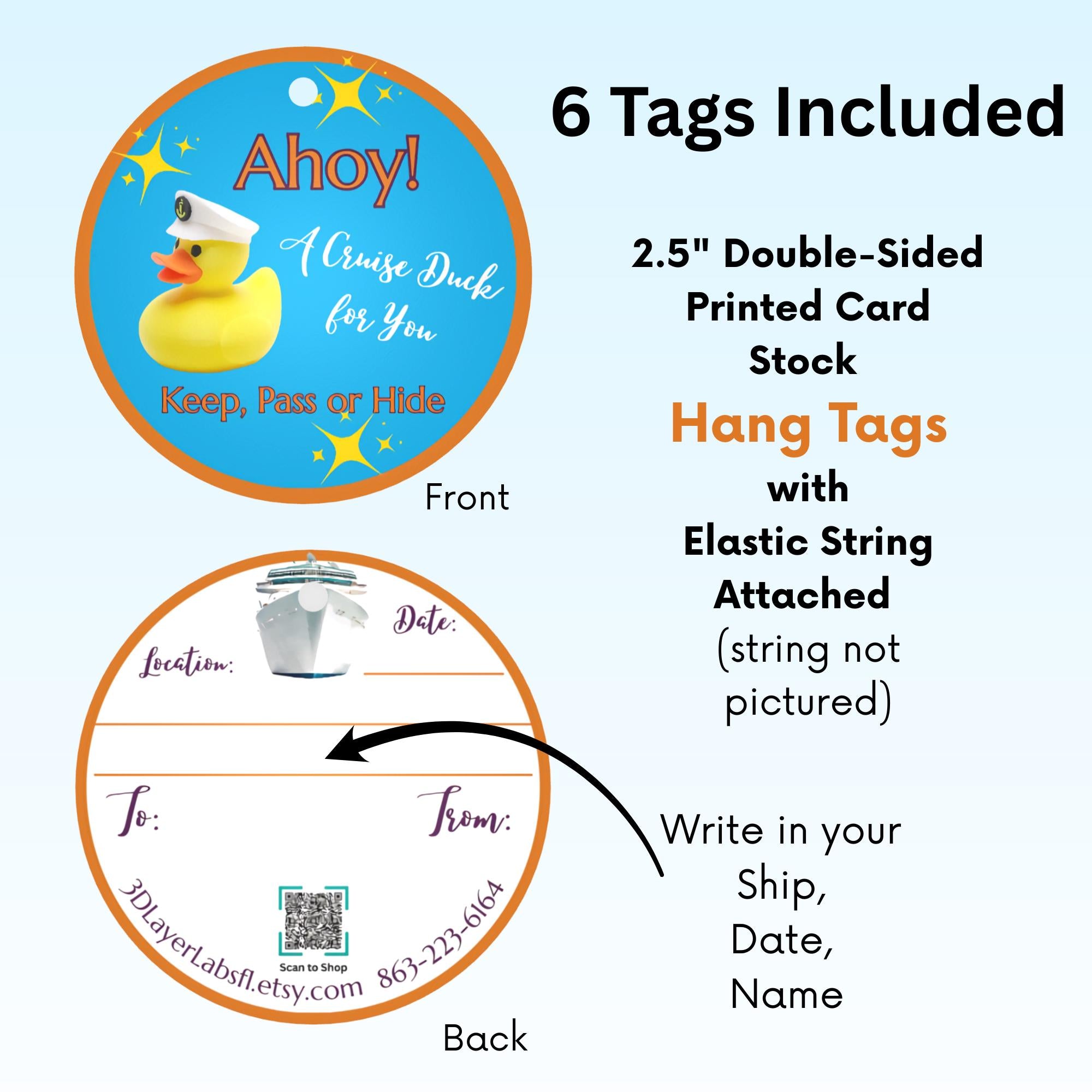 Alaskan Cruise Duck Gift Set 6 Ducks Tags & Ties in Clear Case for Hide and Seek Cruise Ducking Fun Kit Orca Wolf Fox Bear Owl Captain Ducks