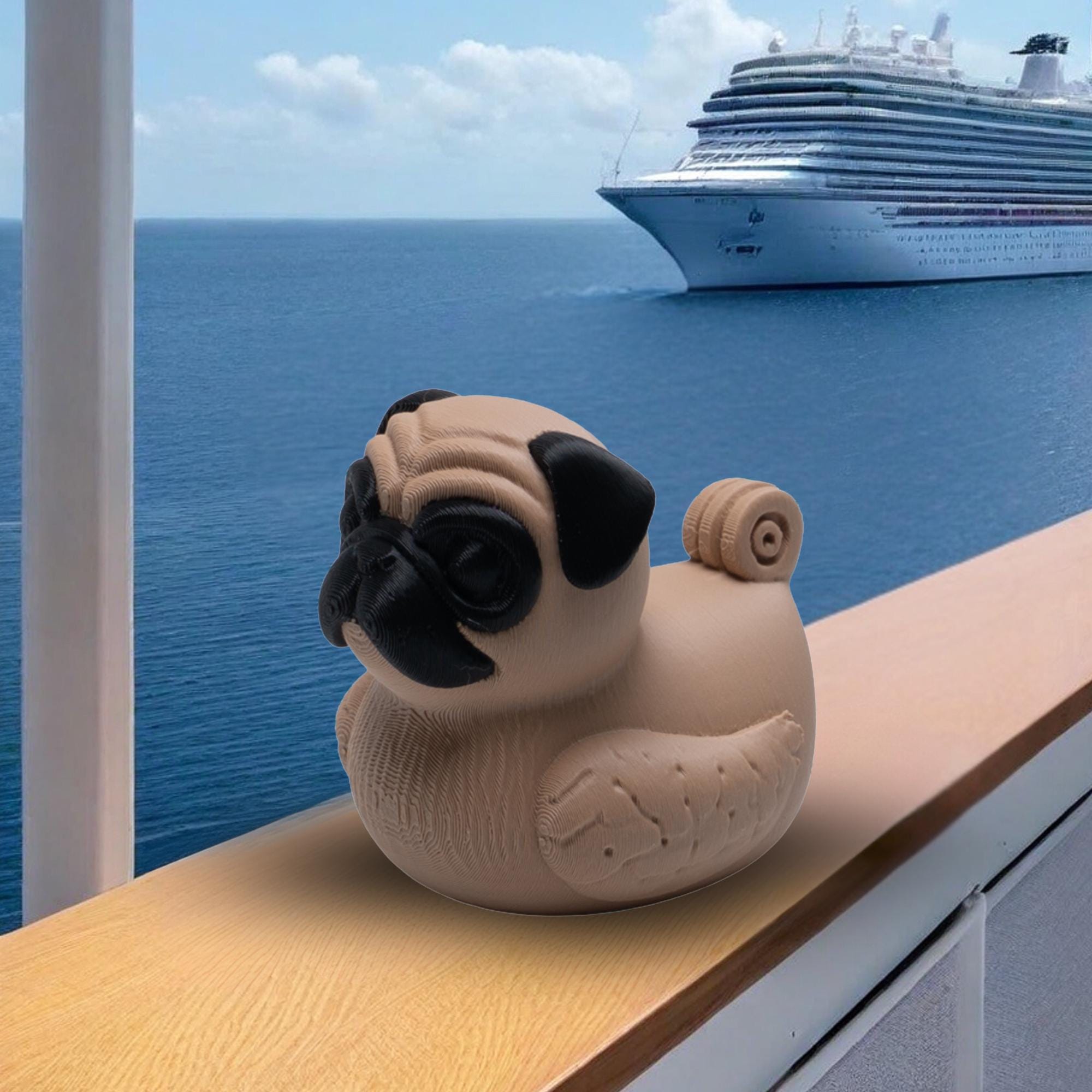 Pug Cruise Duck Gift Cute Hide and Seek Duck for Pet Lovers Dog Lover Travel Keepsake Gift for Pug Breeder Ship Duck Surprise for Cruisers