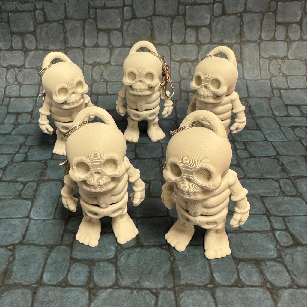 Halloween Skeleton Flexi Fidget Toy Keychain 3D Articulated Clip On Backpack Charm Spooky Party Favor Trick or Treat Toy Bulk Available