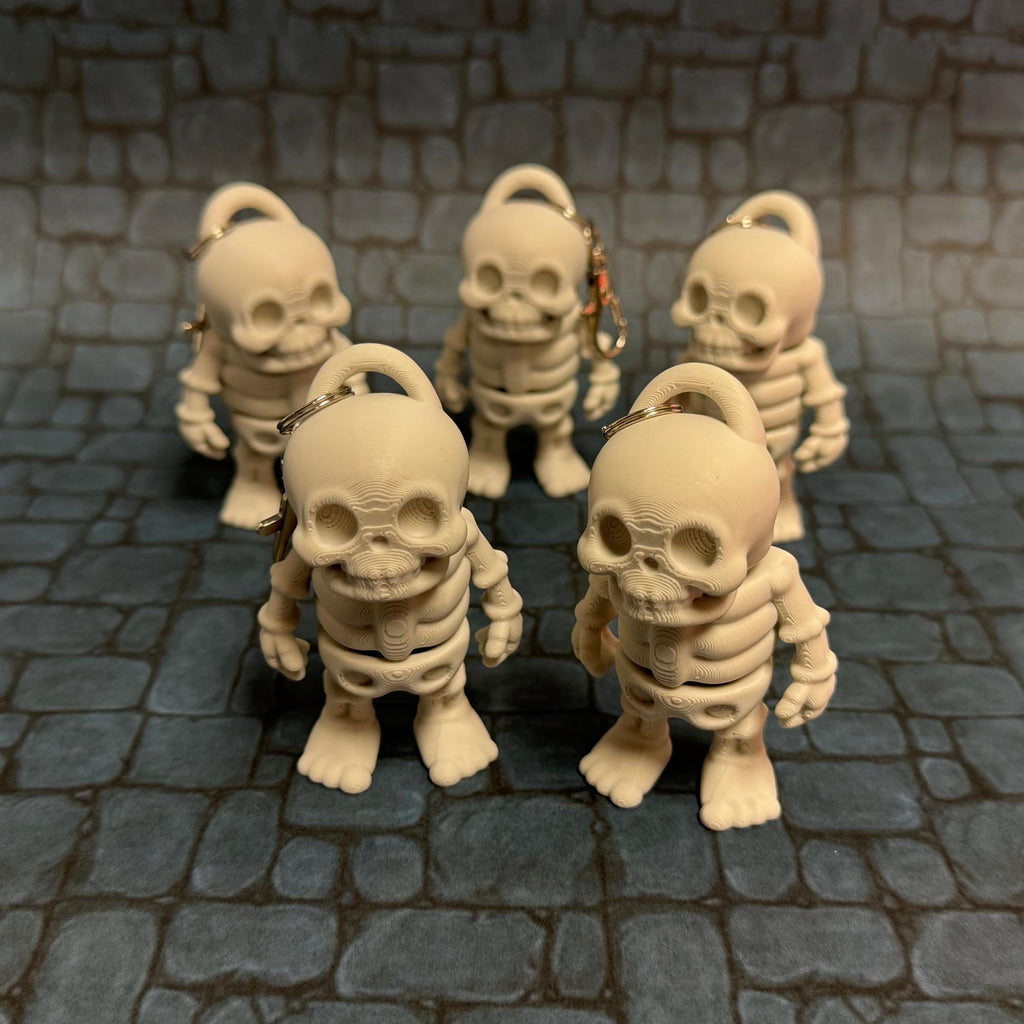Halloween Skeleton Flexi Fidget Toy Keychain 3D Articulated Clip On Backpack Charm Spooky Party Favor Trick or Treat Toy Bulk Available