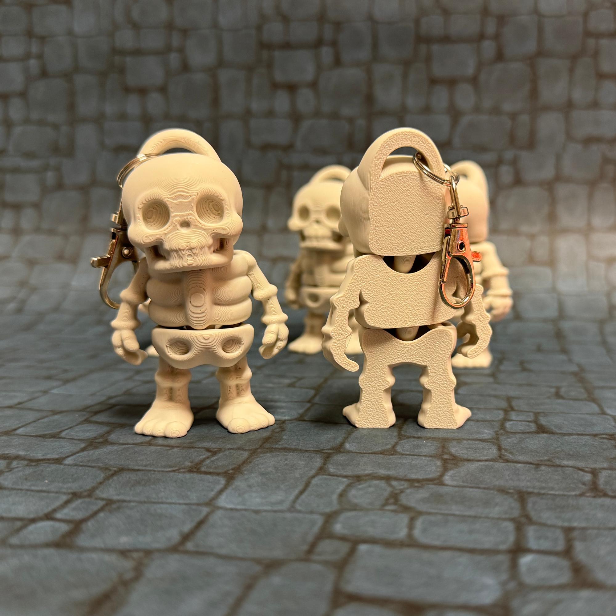 Halloween Skeleton Flexi Fidget Toy Keychain 3D Articulated Clip On Backpack Charm Spooky Party Favor Trick or Treat Toy Bulk Available