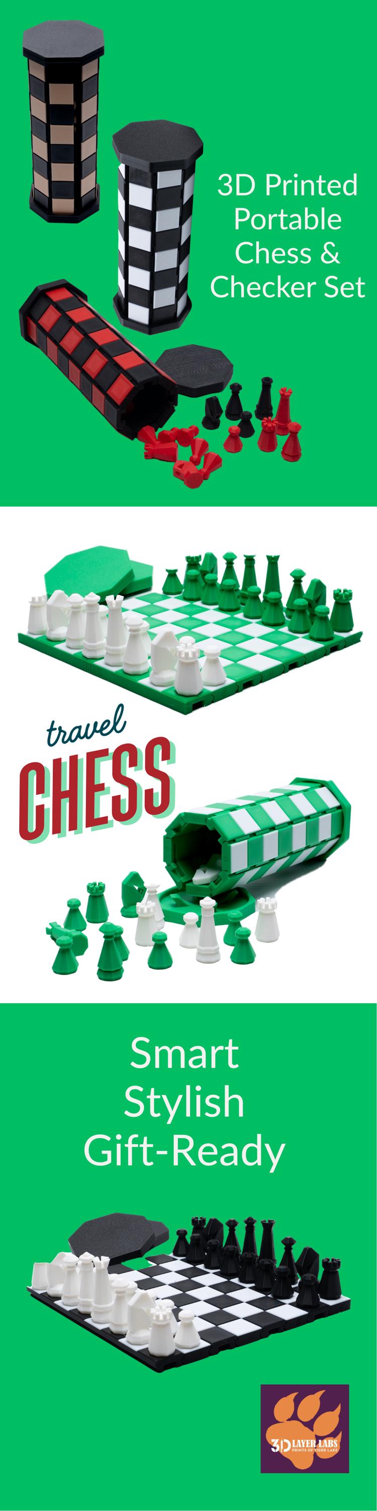 Travel Chess Set Portable Chess and Checker Game Gift Roll-Up Family Travel Game Fun for All Ages Easy Pack for Road Trip Activity Ideas