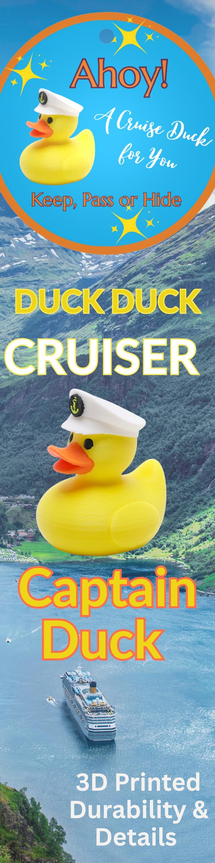 Captain Cruise Duck Gift Boat Lover Hide and Seek Duck Fishing Boat Gift for Dad Nautical Beach Party Favor Fun Souvenir for Ship Adventures