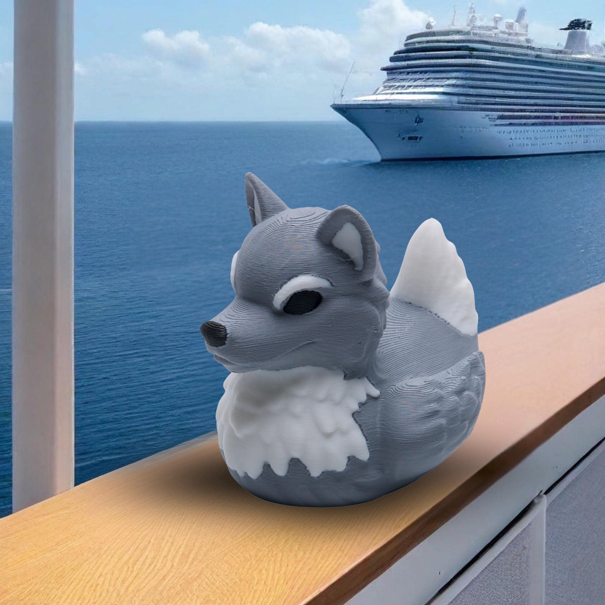 Wolf Cruise Duck Gift Lone Wolf Hide and Seek Duck for Nature Lovers Alaska Theme Ship Duck Rustic Keepsake Adventure Gift for Her or Him