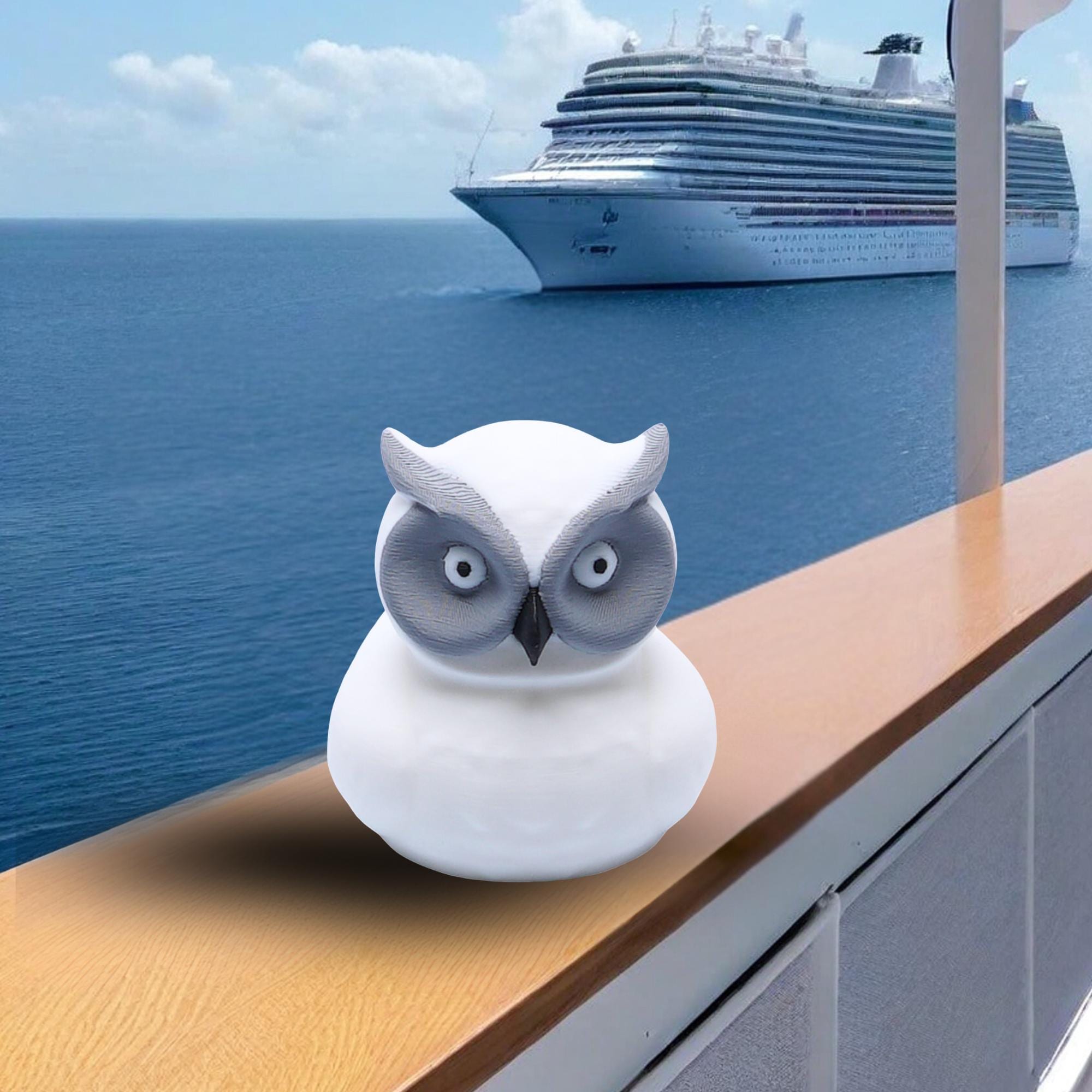White Owl Cruise Duck Cute Owl Hide and Seek Duck for Ship Adventures Gift for Owl Lovers & Nature Fans Party Favor and Cruise Keepsake Duck
