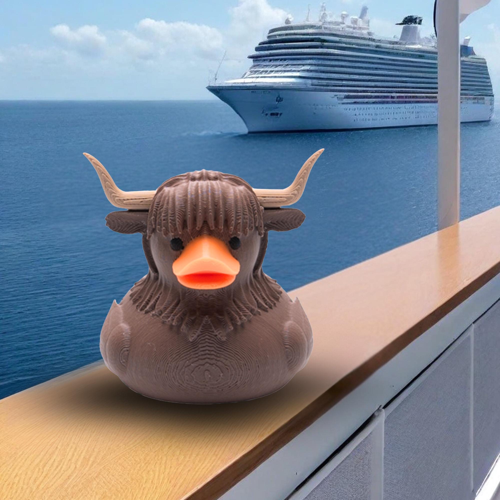Highland Cow Cruise Duck Cute Collectible Hide and Seek Duck for Ship Adventures Rustic Farm Animal Duck Favor Souvenir Travel Gift for Her