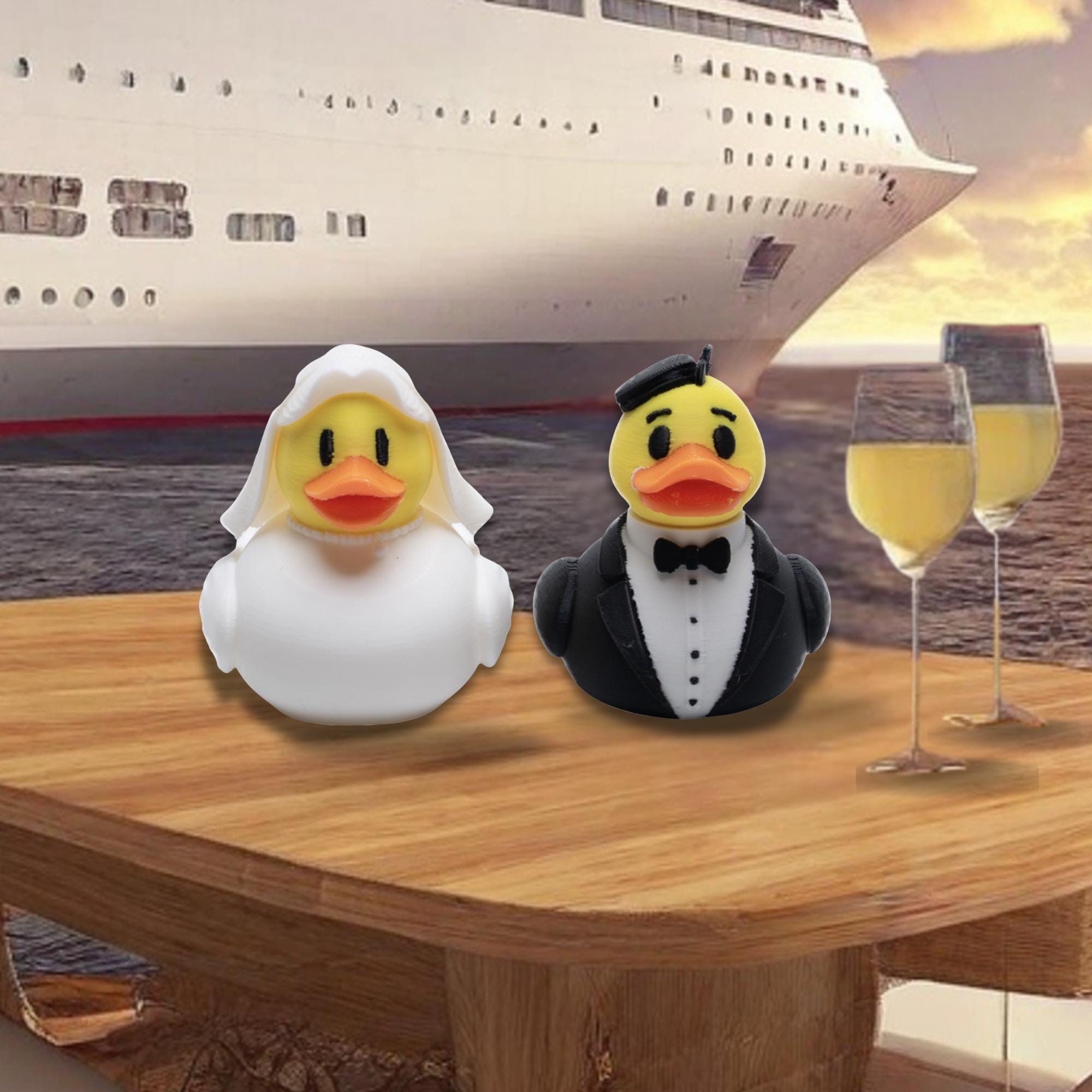 Bride and Groom Cruise Ducks Gift Rustic Wedding Favor for Ship Honeymoon or Bridal Party Souvenir Groom Cake Topper Cute Cruise Duck Find