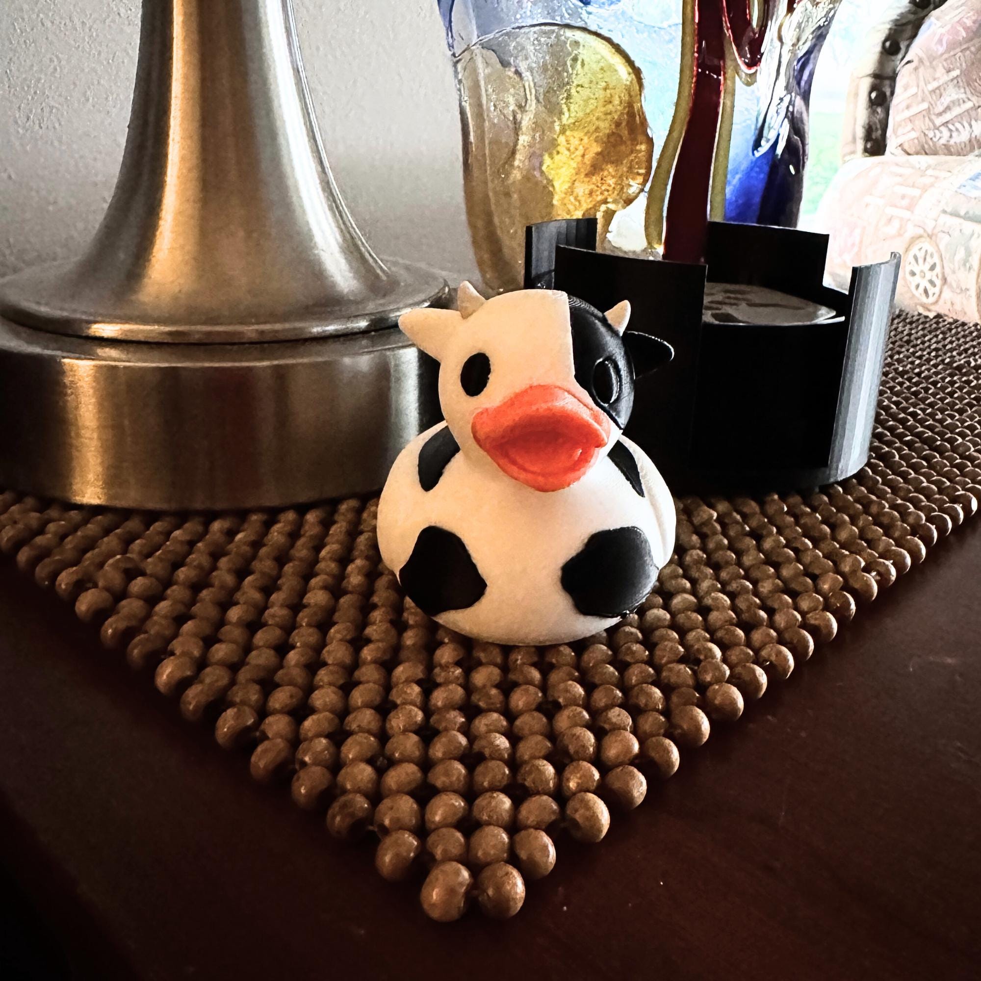 Cow Duck for Ducking Fans Dashboard Dairy Moo Cow Duck for Cruise Bon Voyage Gift and Cute Farm Country Theme Party Favor Decor Cake Topper
