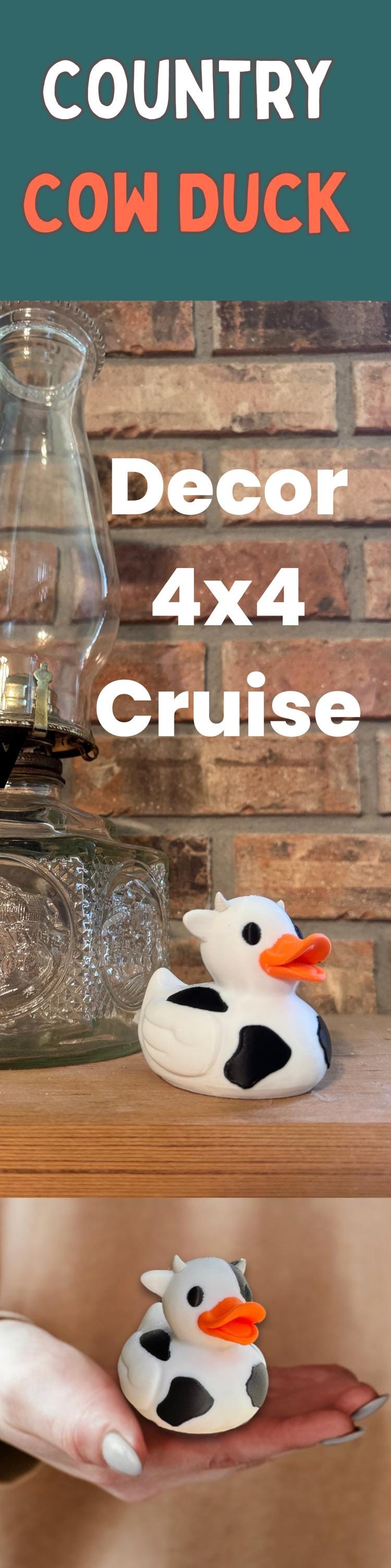 Cow Duck for Ducking Fans Dashboard Dairy Moo Cow Duck for Cruise Bon Voyage Gift and Cute Farm Country Theme Party Favor Decor Cake Topper