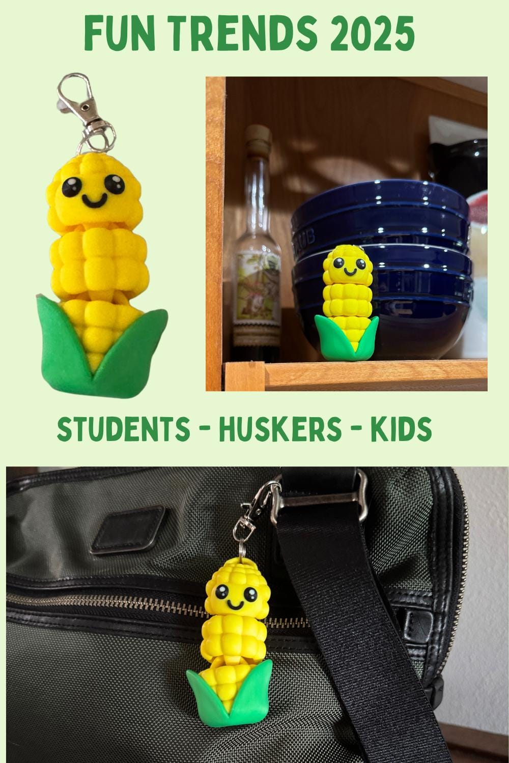 Corn Cob Keychain Gift for UN Husker Fans Durable 3D Printed Articulated Corn Cob Fidget Toy Party Favors Student Rewards NCAA Fun Fan Gift